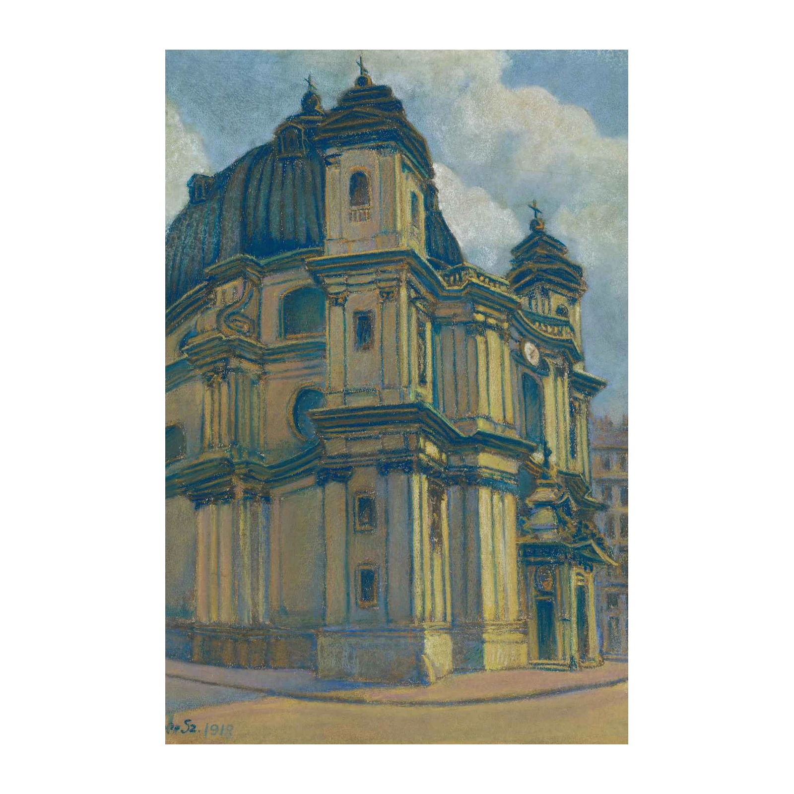 Baroque Church Facade Impressionist Wall Art