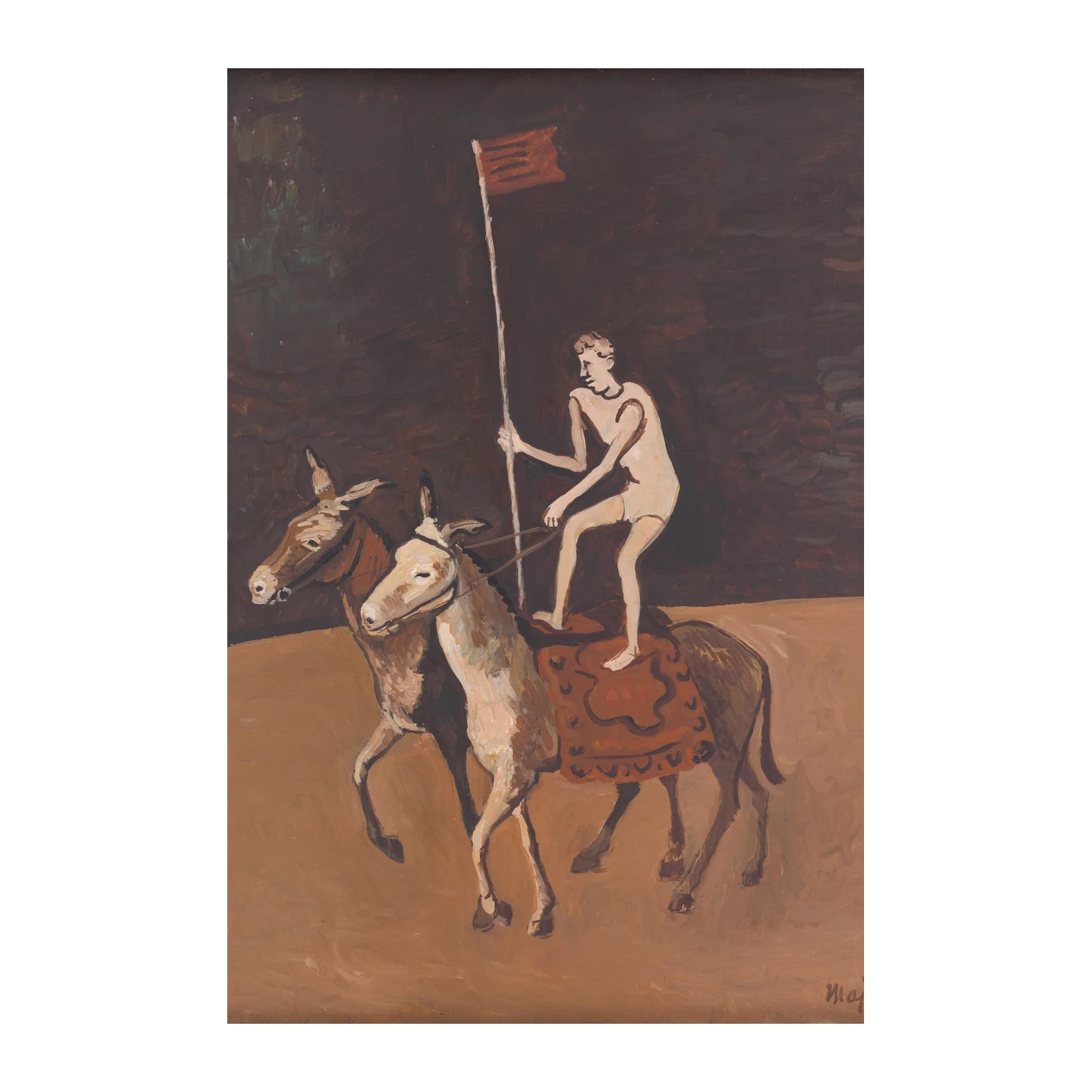 Circus Rider Donkey Duo Abstract Art Wall Art