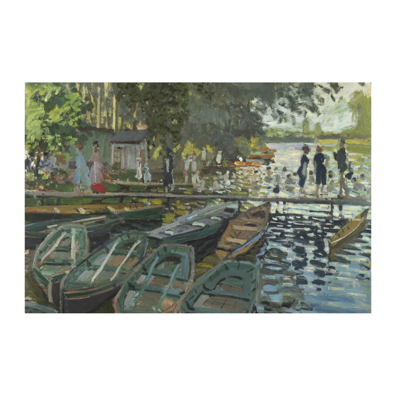 Impressionist River Boats & People Wall Art