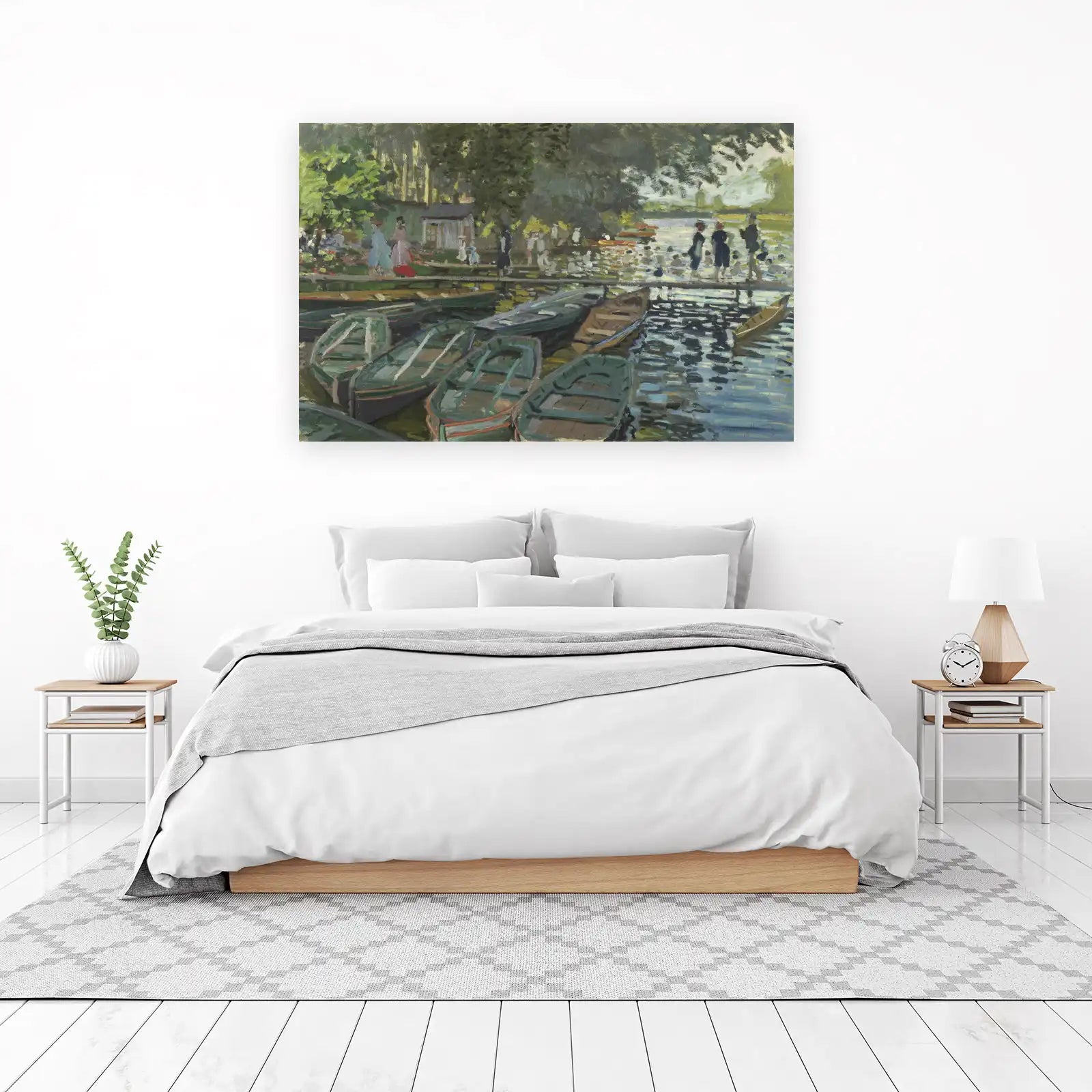 Impressionist River Boats & People Wall Art
