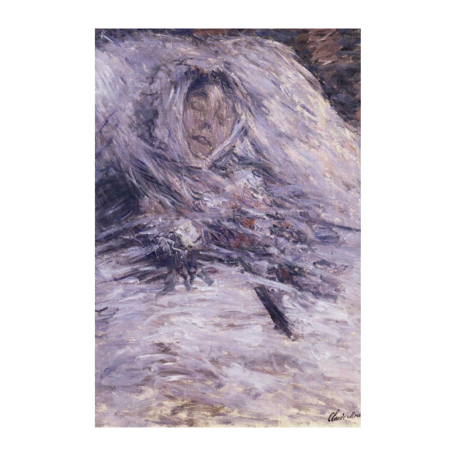 Monet's Snow Scene with Woman Wall Art