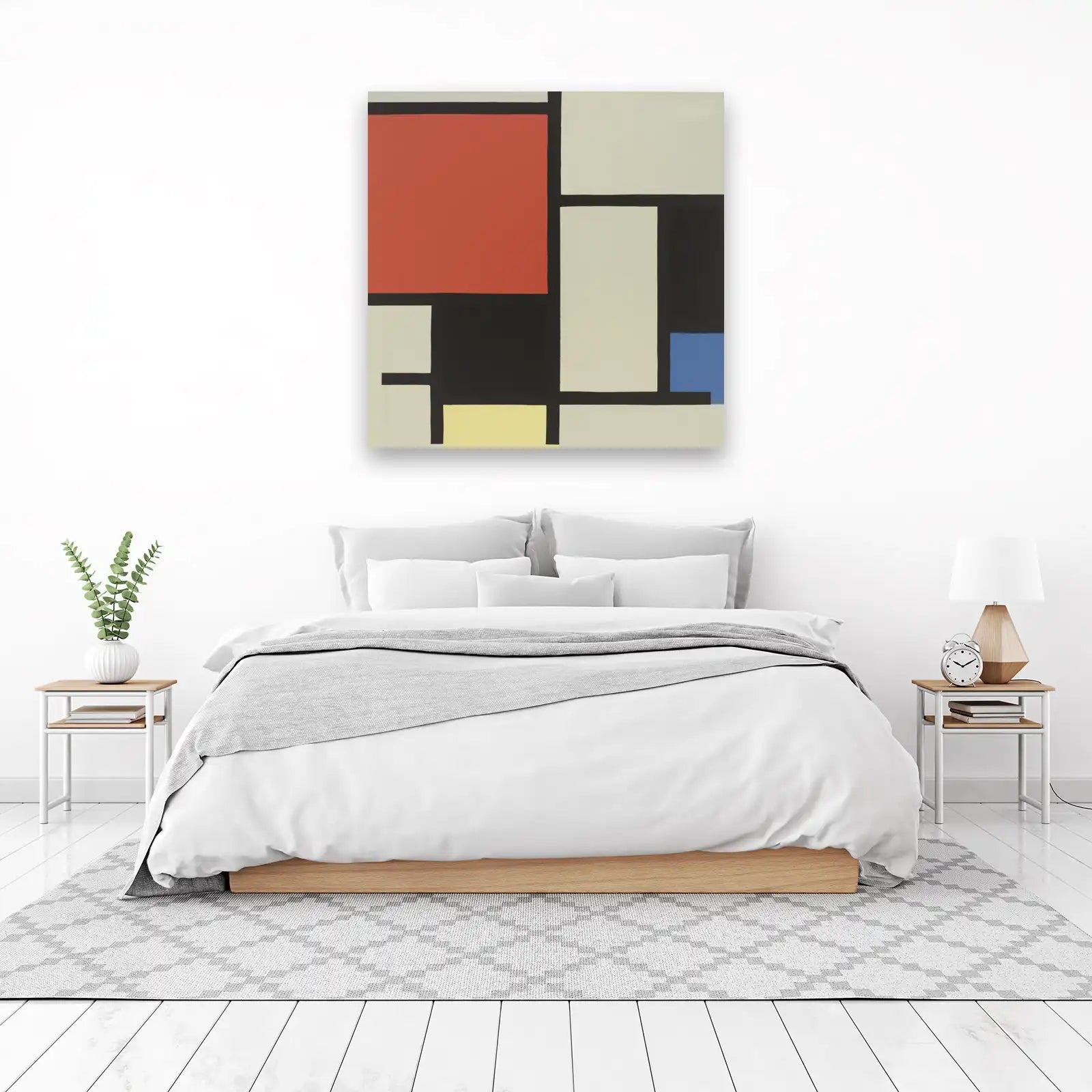 Abstract Geometric Red Blue Yellow Wall Art