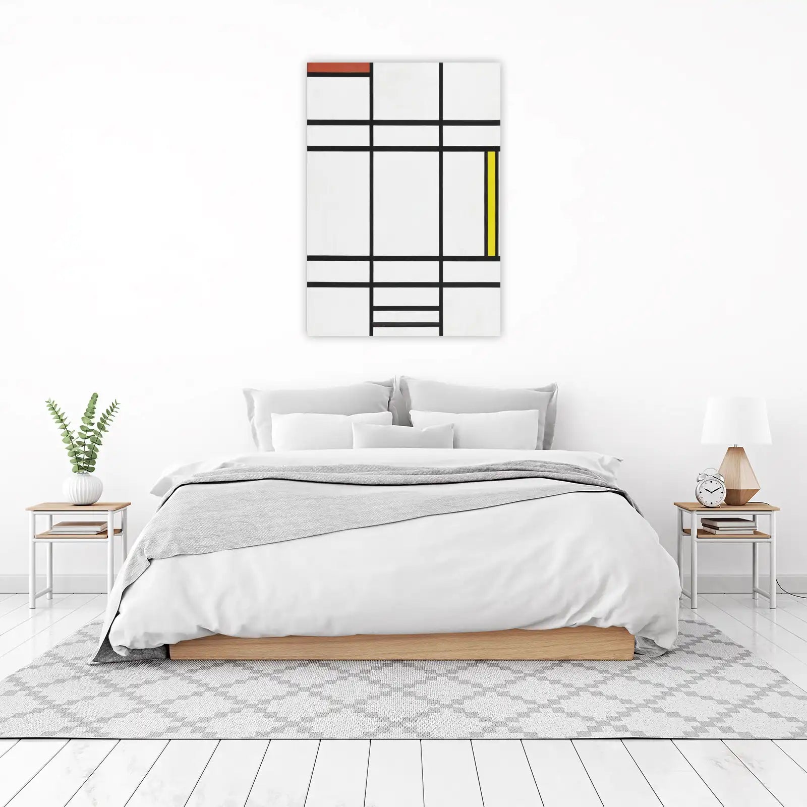 Abstract Geometric Red Yellow Black White Wall Art