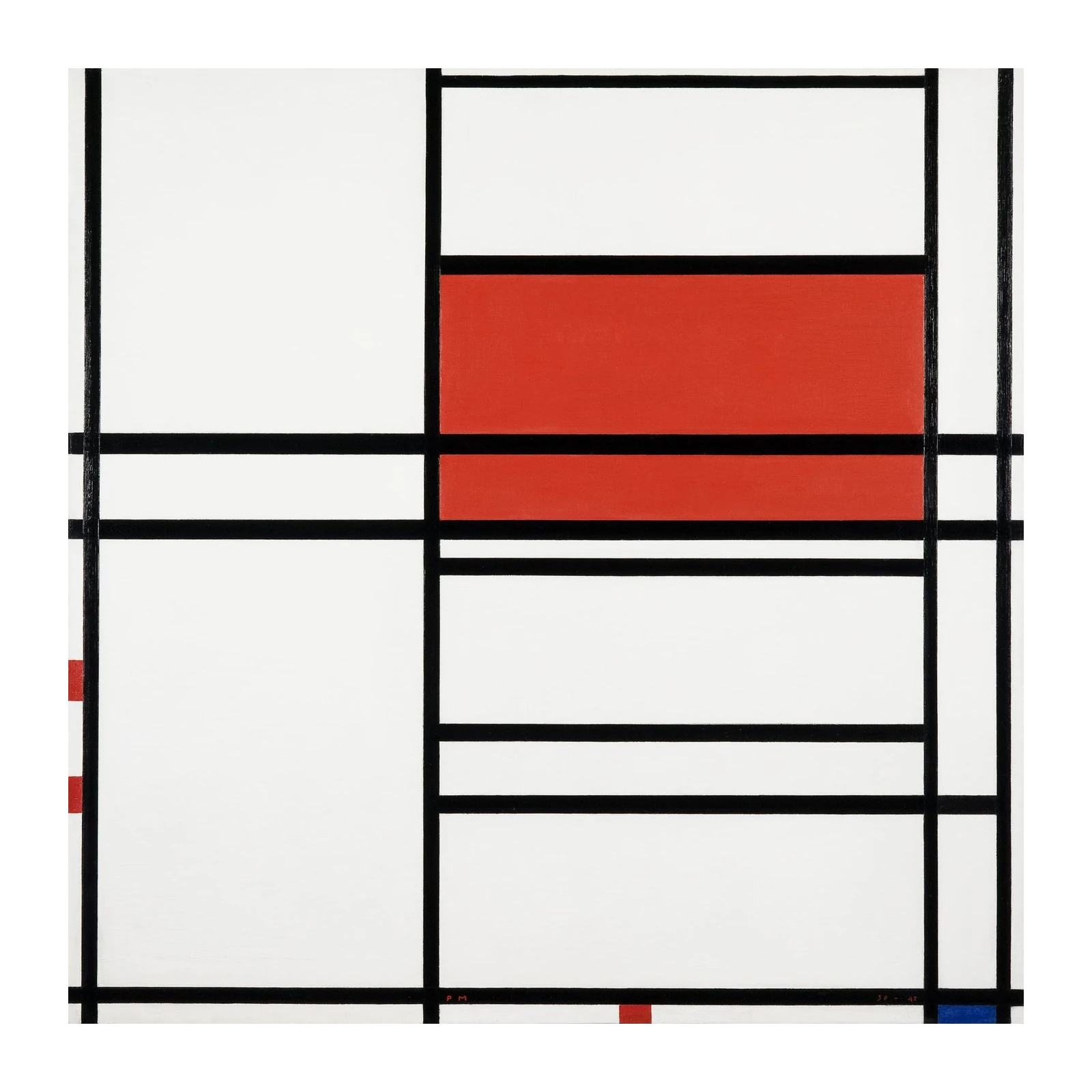 Modern Red Abstract Grid Wall Art