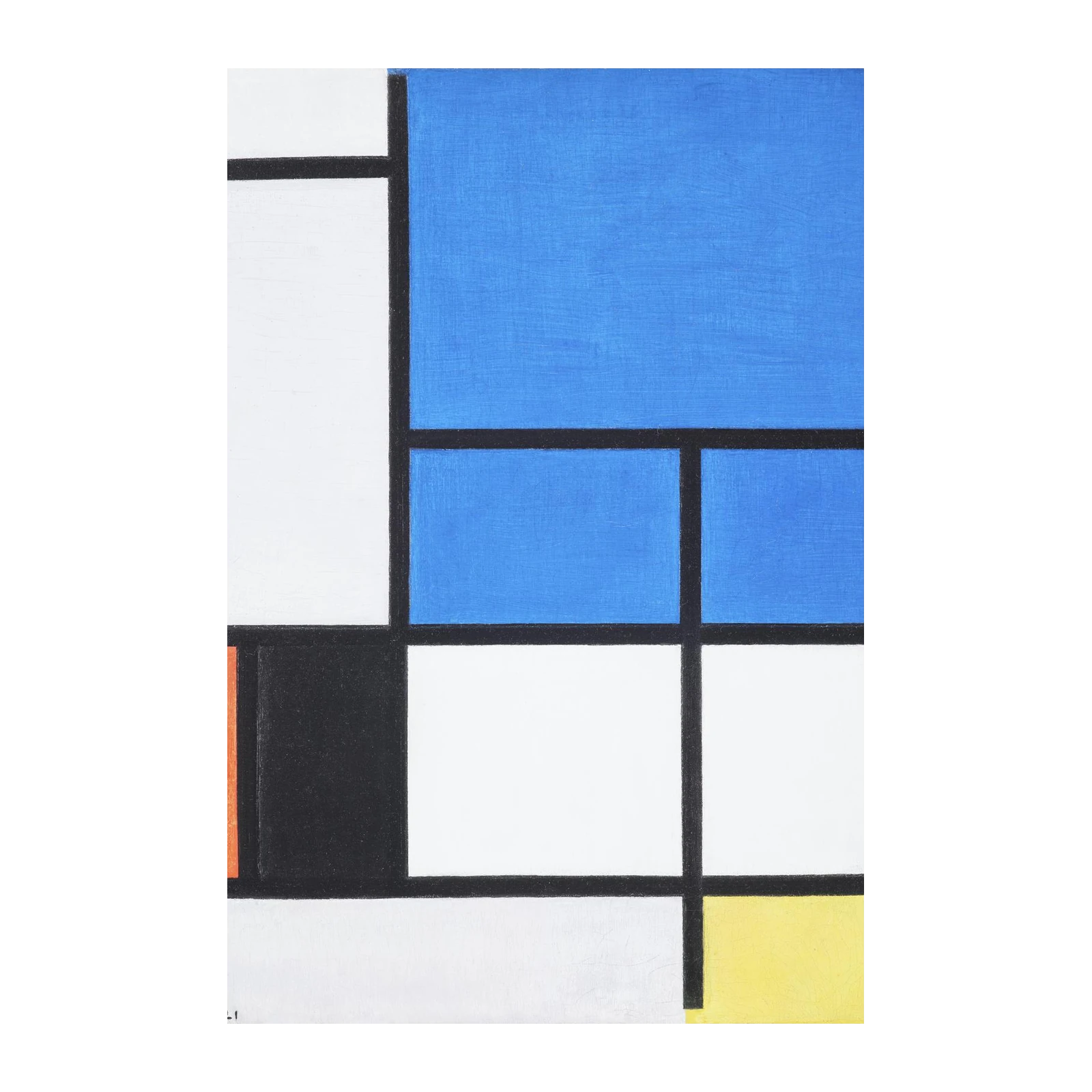 Modern Geometric Abstract Blue Orange Wall Art