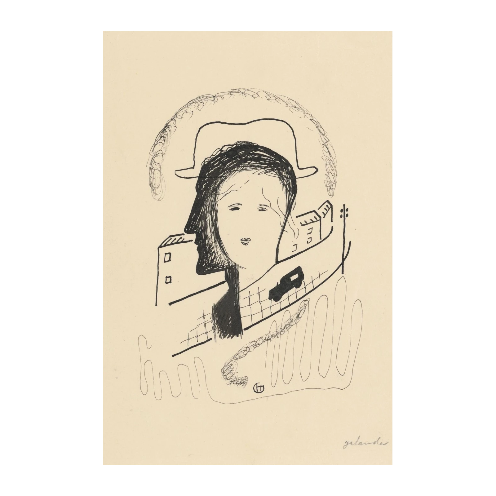 Abstract Portrait with Cityscape Wall Art