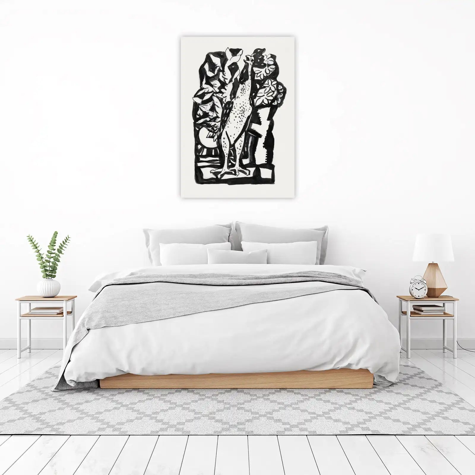 Unique Bird & Floral Monochrome Wall Art