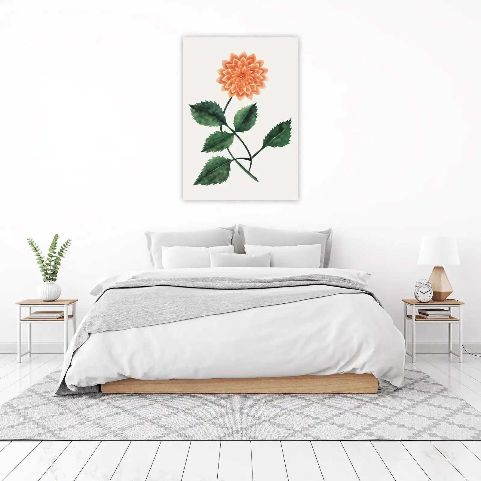 Vibrant Orange Dahlia Botanical Wall Art
