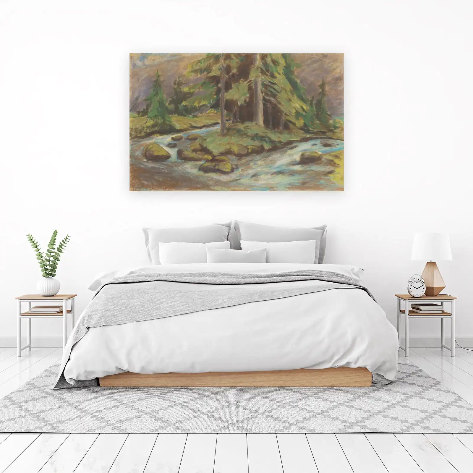 Serene Forest Stream Pastel Wall Art
