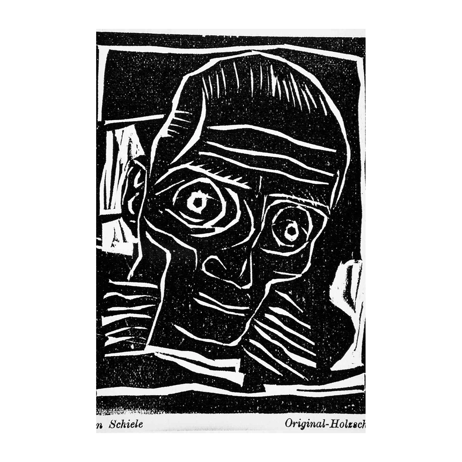 Egon Schiele Portrait Expressive B&W Wall Art