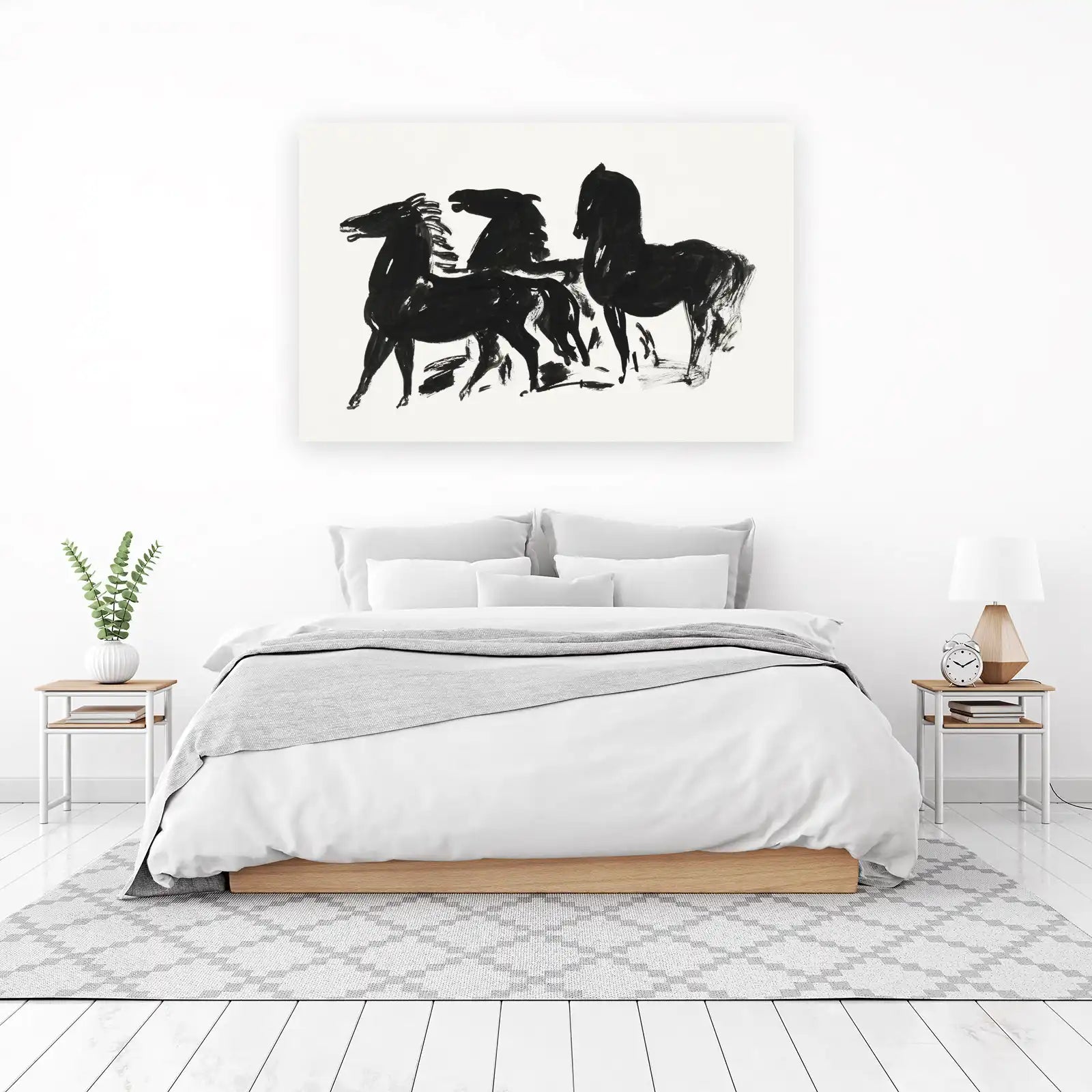 Majestic Black Horses Bold Ink Wall Art