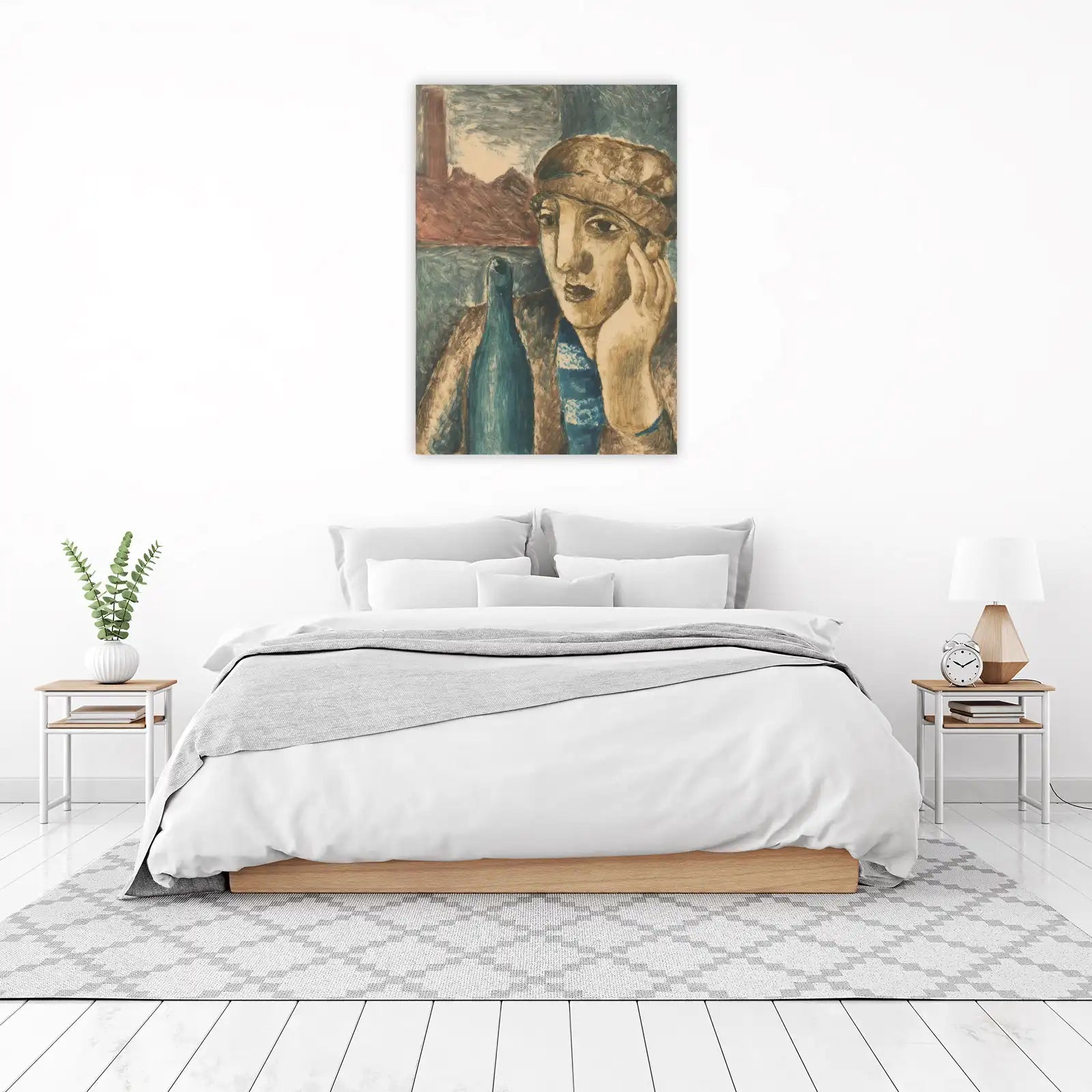 Thoughtful Portrait Blue Bottle Wall Art