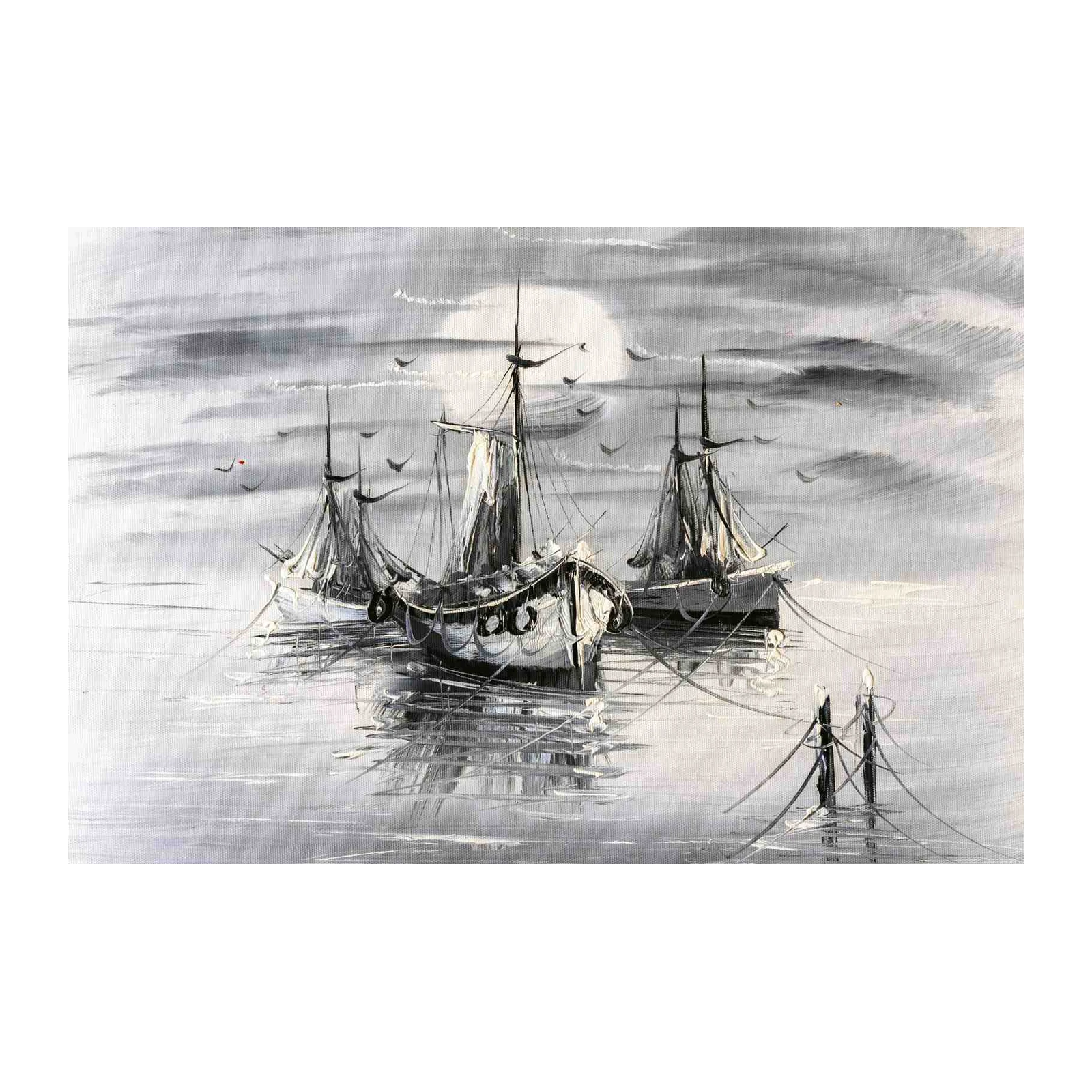 Serene Sailing Ships Seascape Wall Art