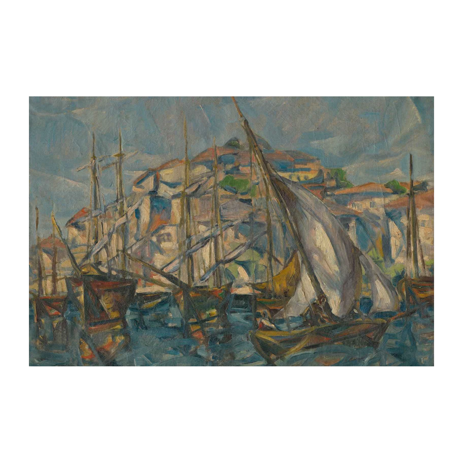 Serene Harbor Sailboats Impressionist Wall Art