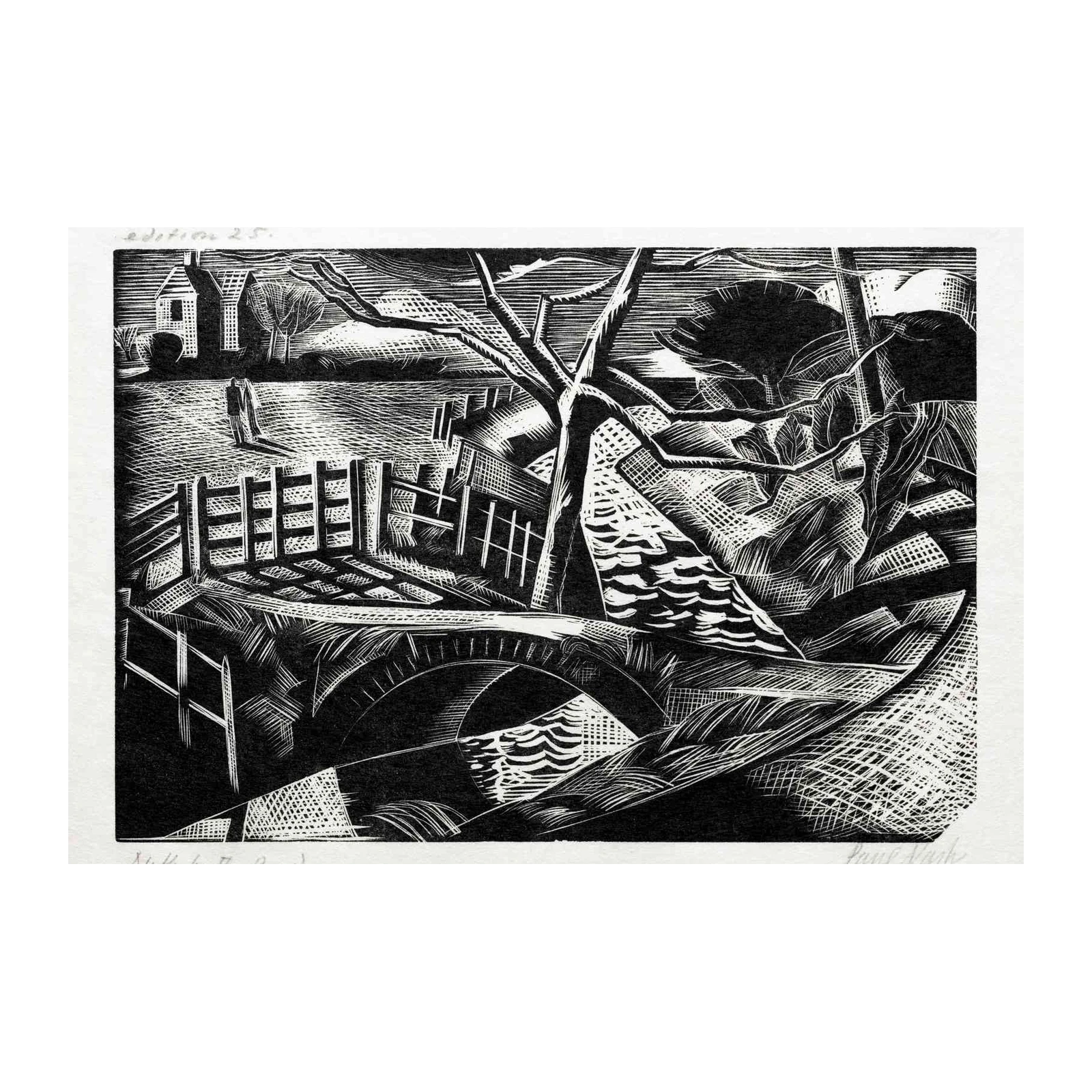Syke by the Road Woodcut Wall Art