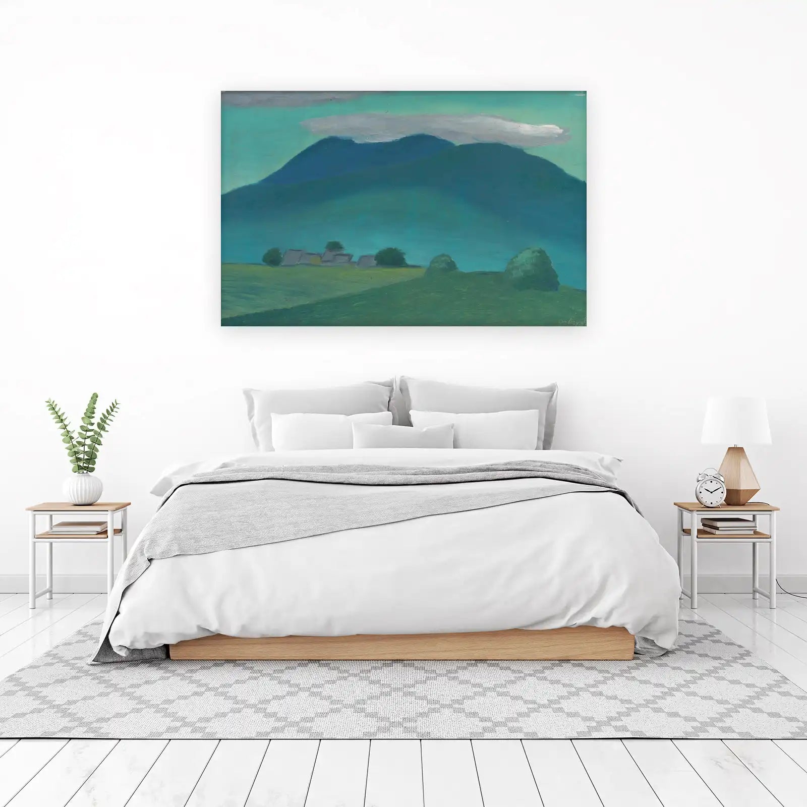 Serene Mountain Village Landscape Wall Art