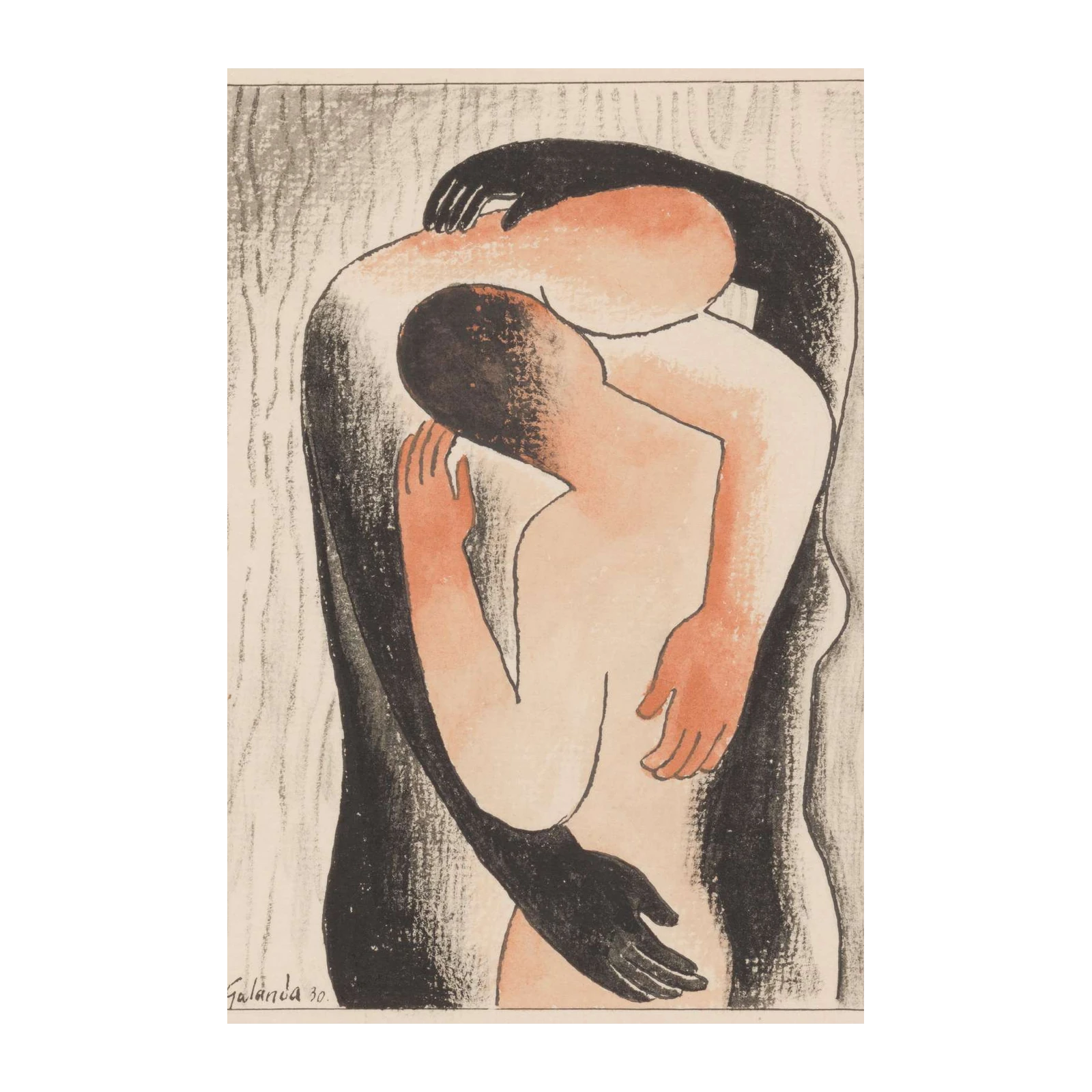 Embrace of Two Souls Abstract Hug Wall Art
