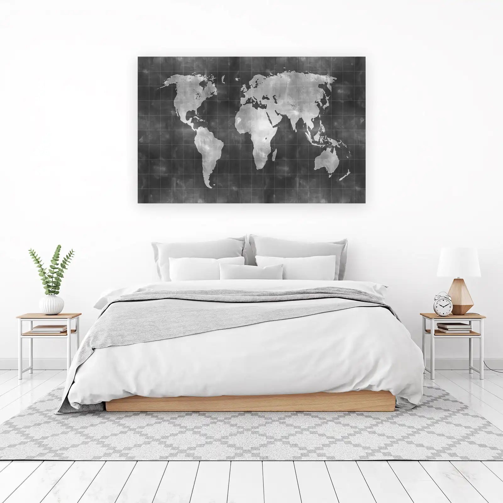 Monochrome World Map Wall Art for Your Home