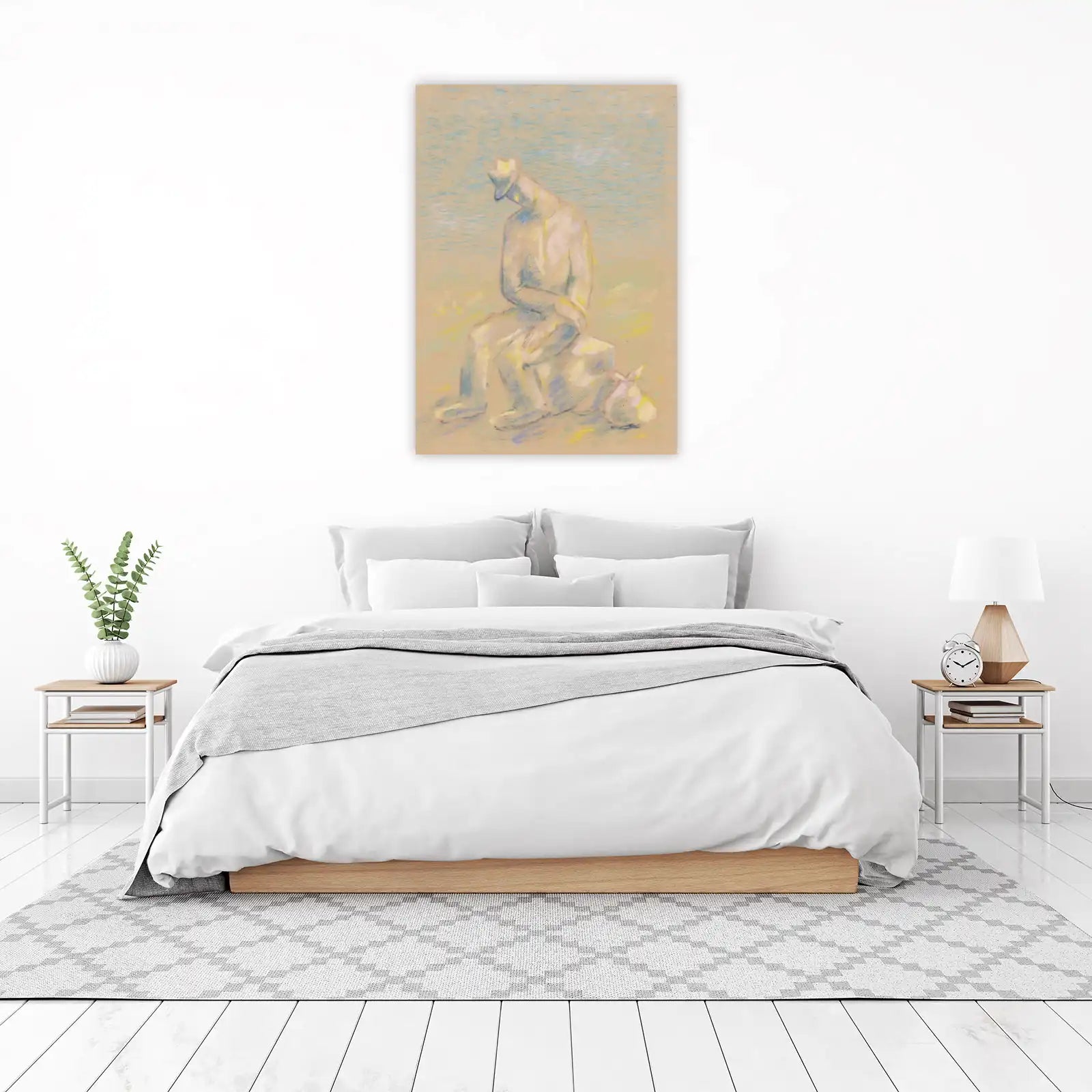 Solitary Traveler Pastel Figure Wall Art