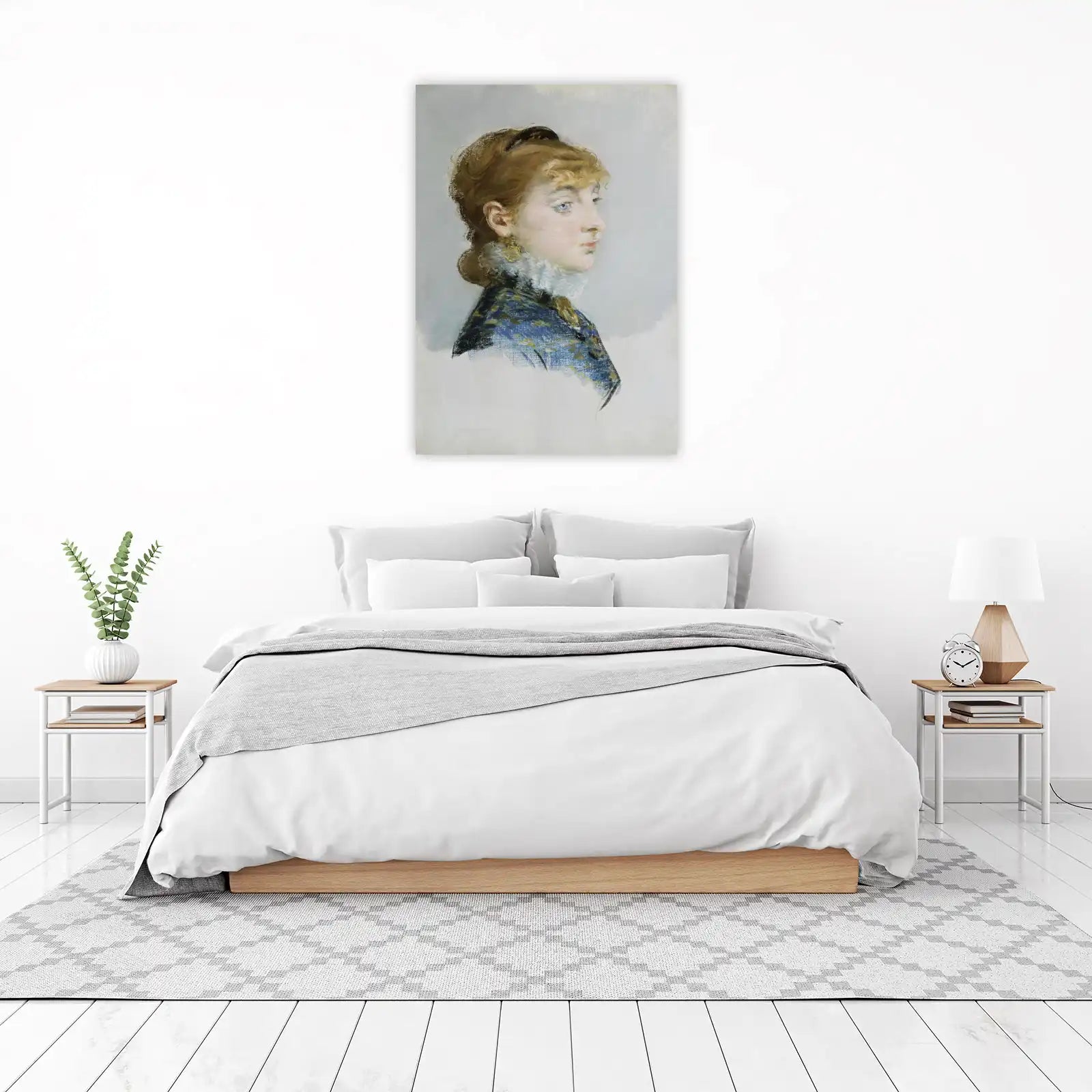 Elegant Woman Portrait Blue Jacket Wall Art