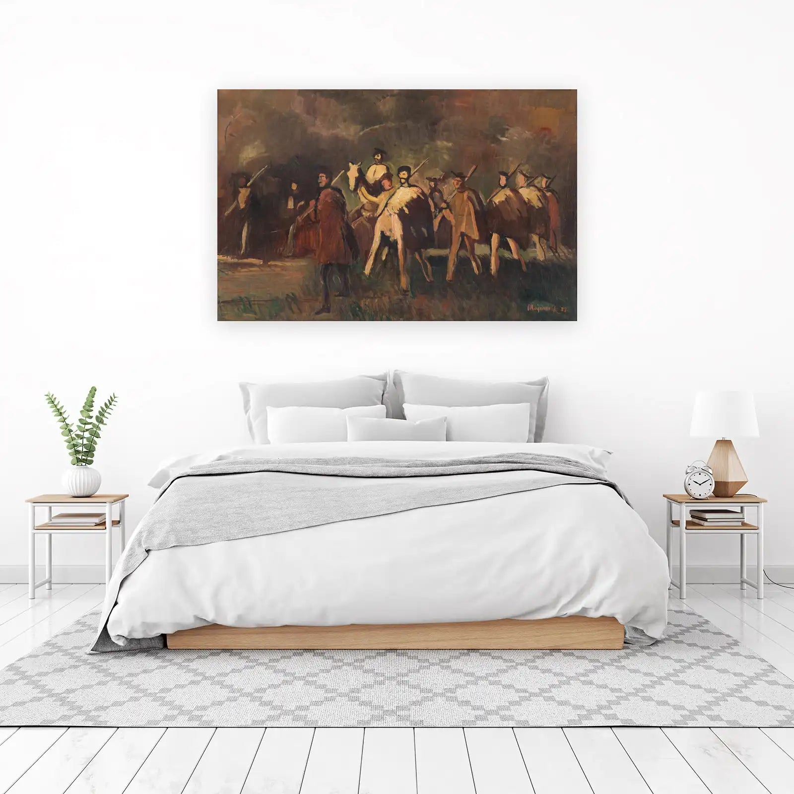 Equestrian Group Vintage Oil Painting Wall Art