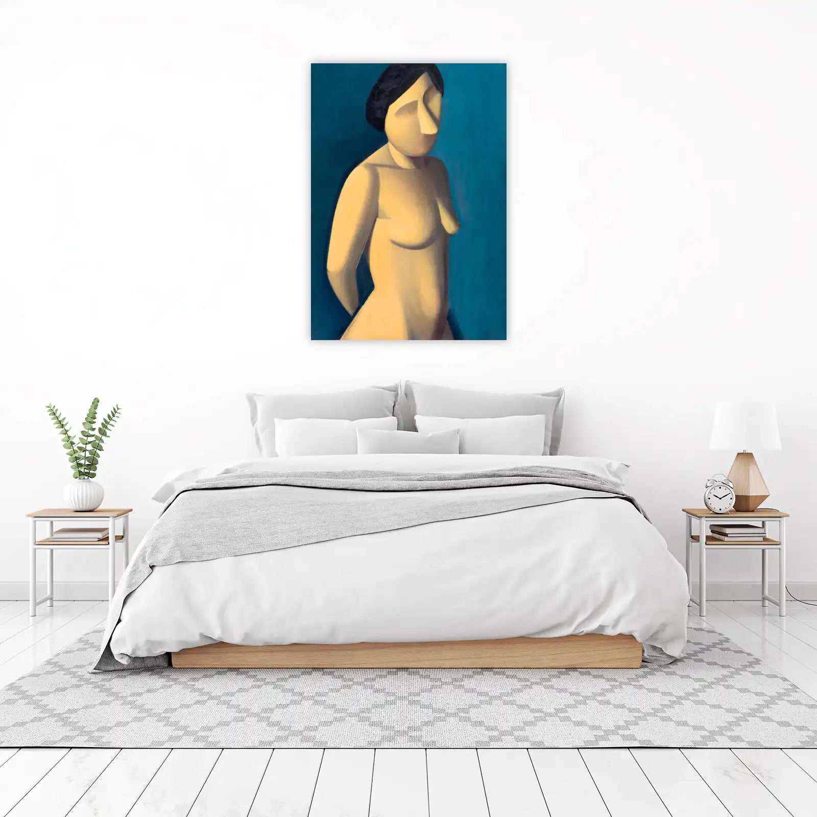 Serene Nude Figure Blue Wall Art