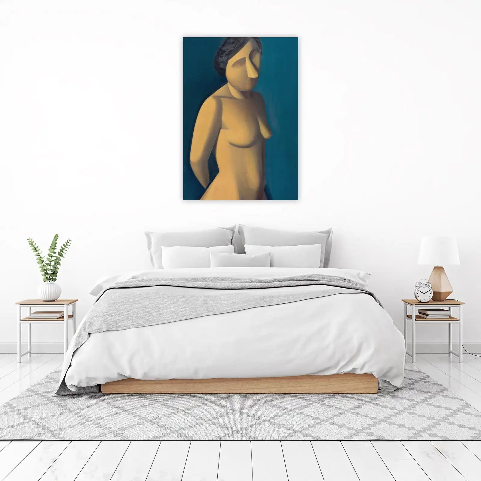 Figurative Nude Yellow & Teal Wall Art