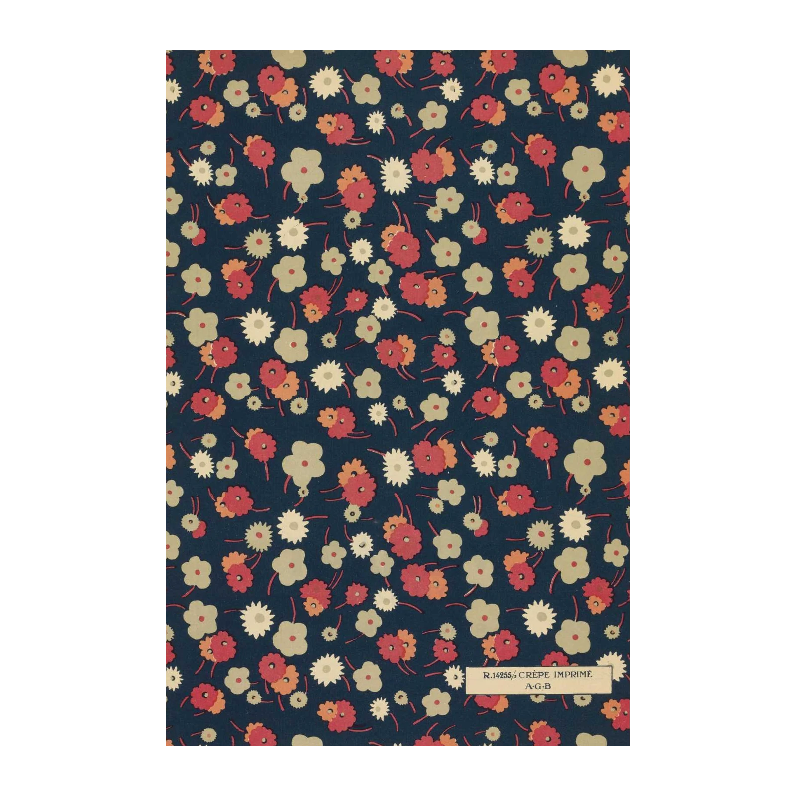 Vintage Floral Dark Blue Wall Art