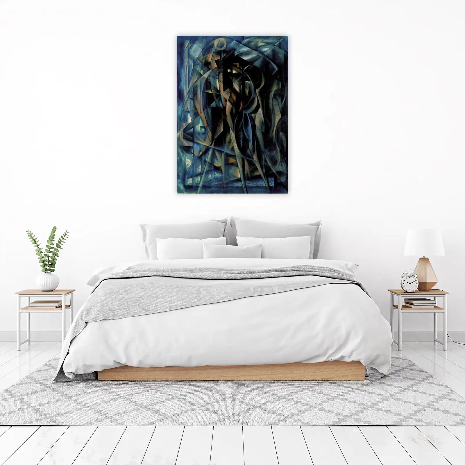 Futuristic Movement Abstract Blue Wall Art