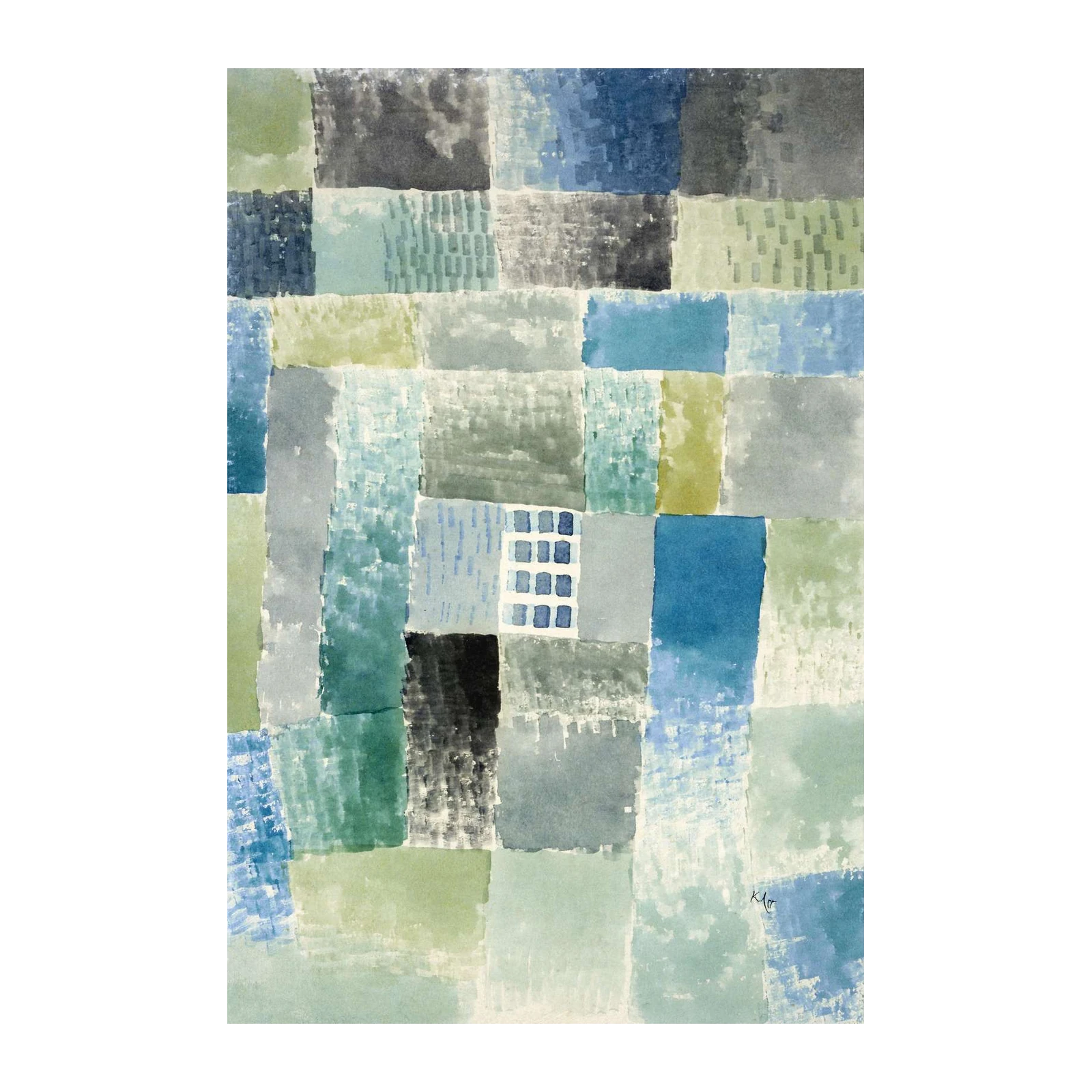 Abstract Blue Green Geometric Wall Art