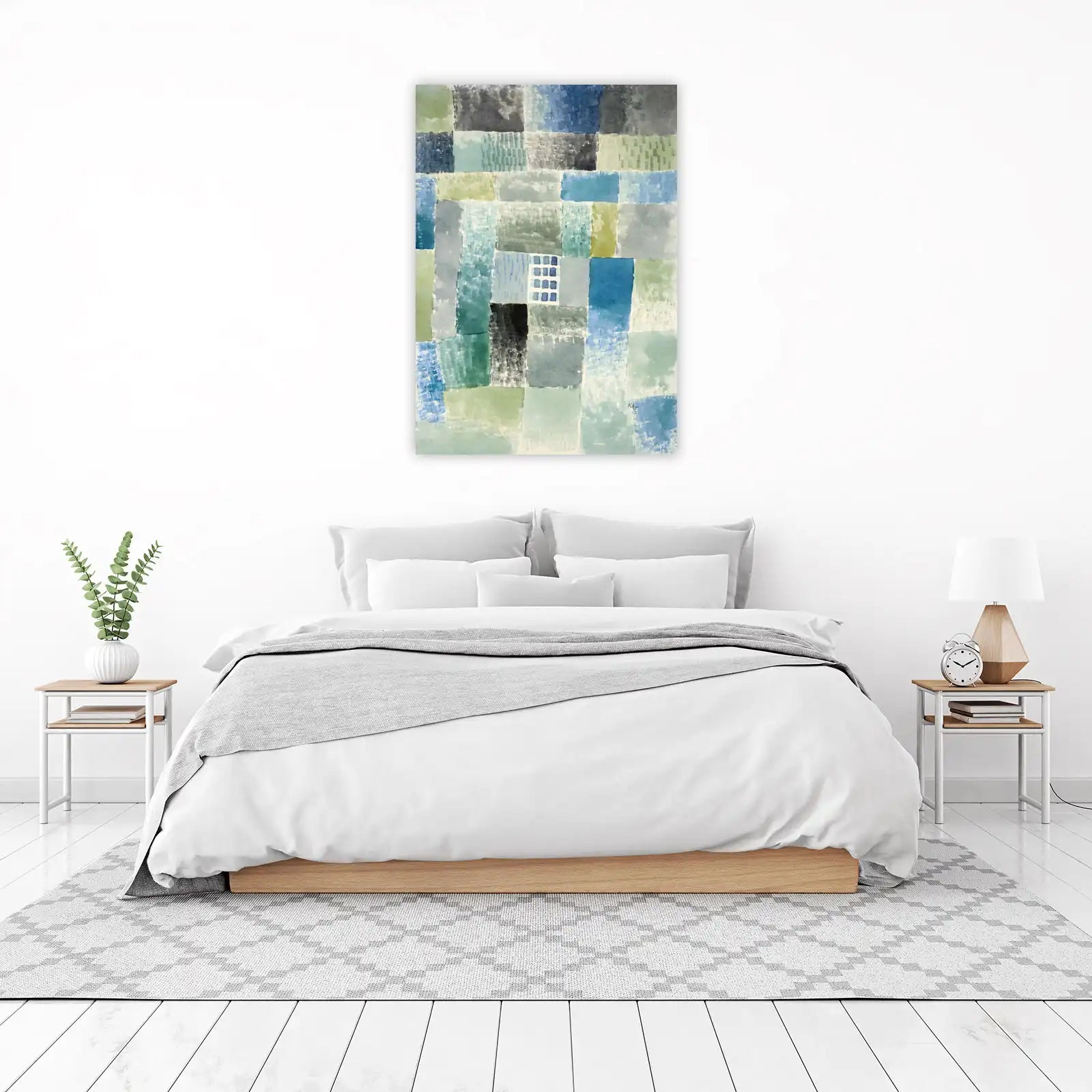 Abstract Blue Green Geometric Wall Art