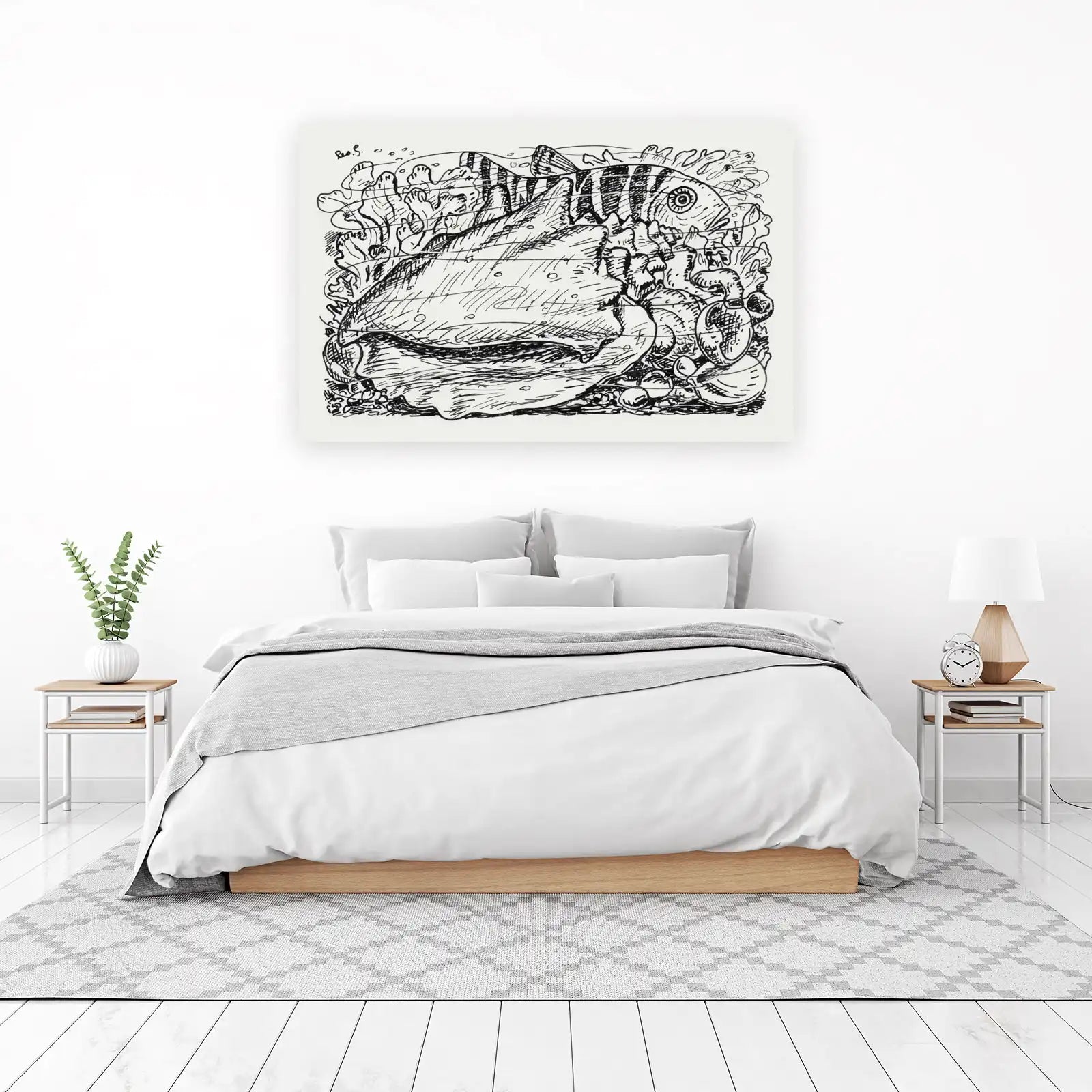 Marine Life Sketch Coastal Wall Art Wall Art