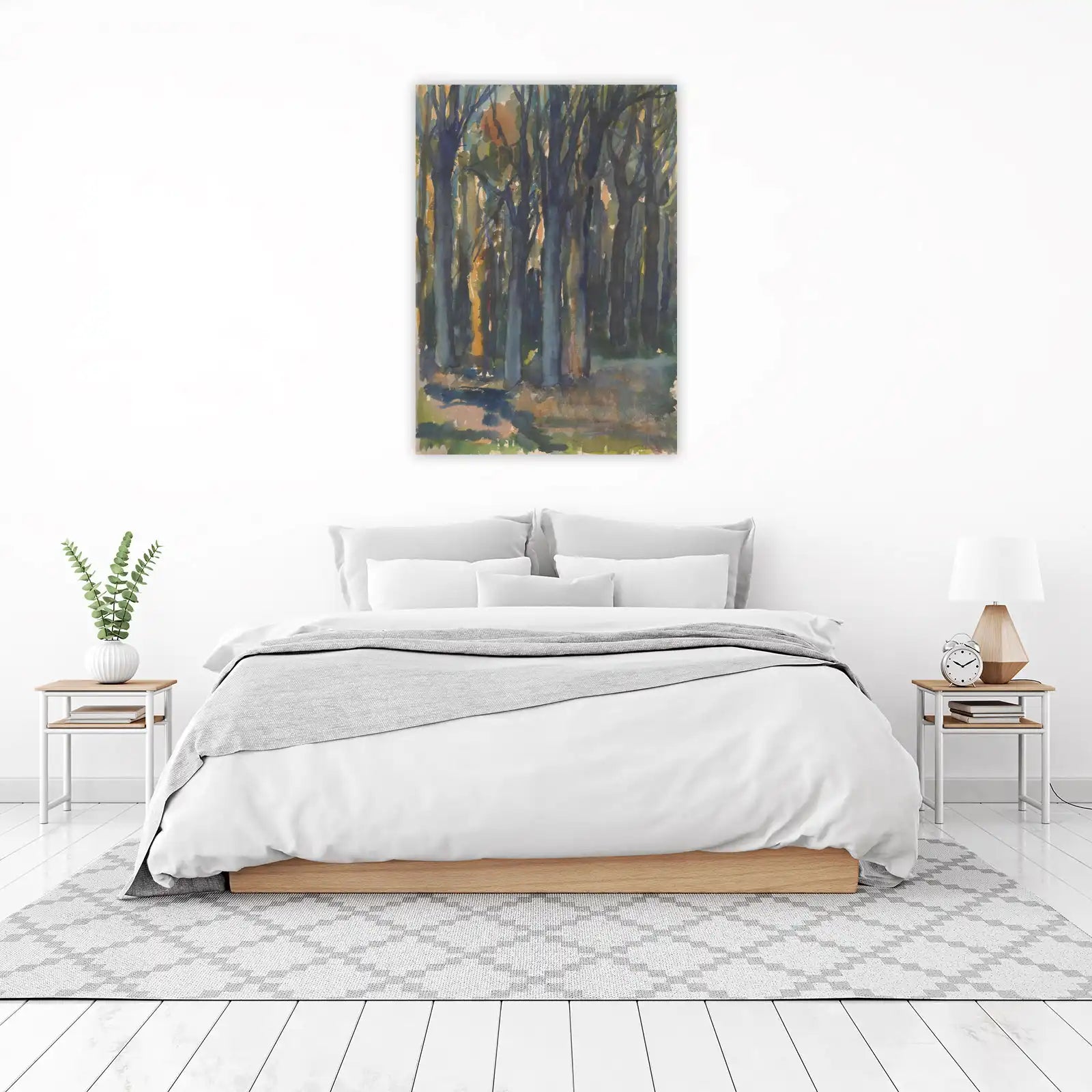 Mystic Forest Landscape Watercolor Wall Art