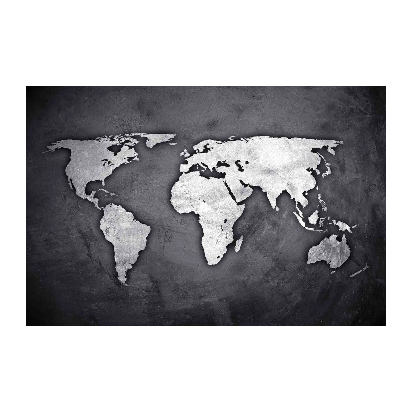 Textured World Map Vintage Grey Wall Art