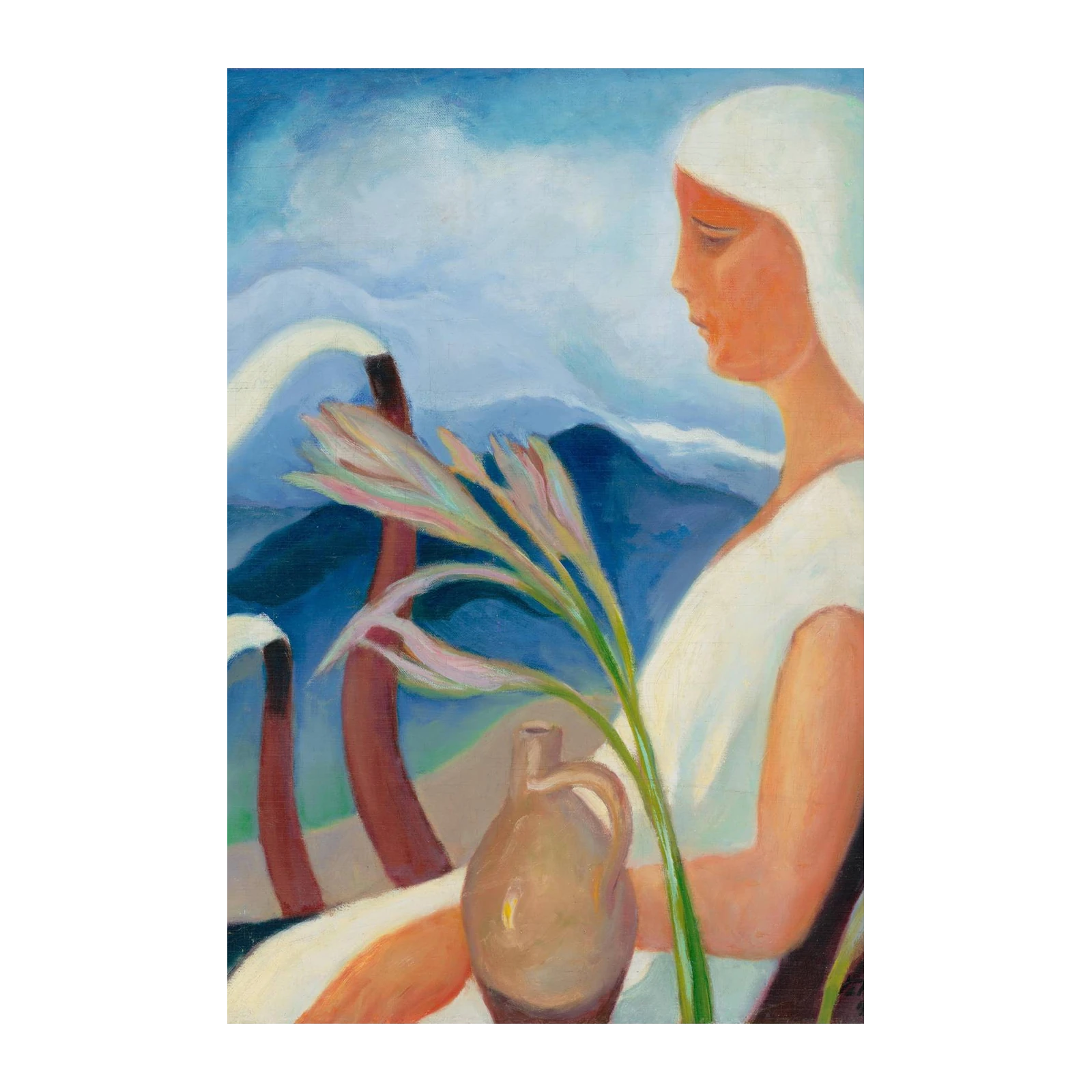 Serene Woman Lily Wall Art