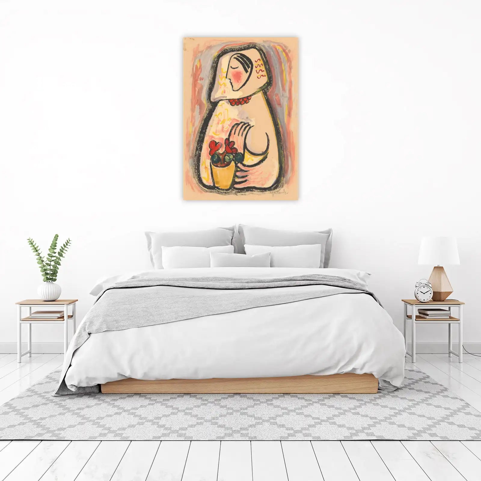 Serene Woman with Flowers Wall Art