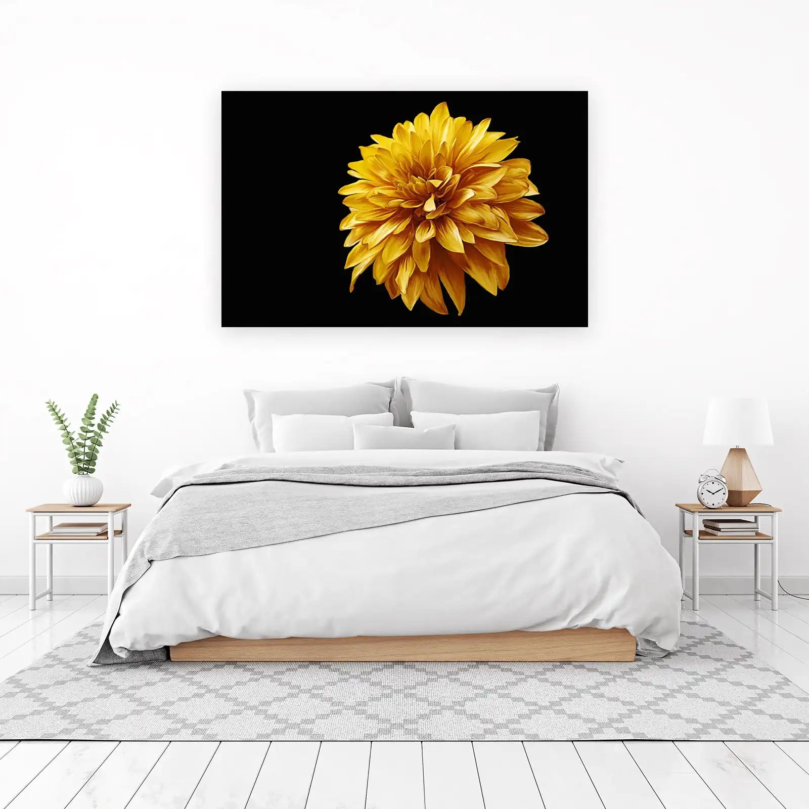 Golden Dahlia Burst Botanical Wall Art