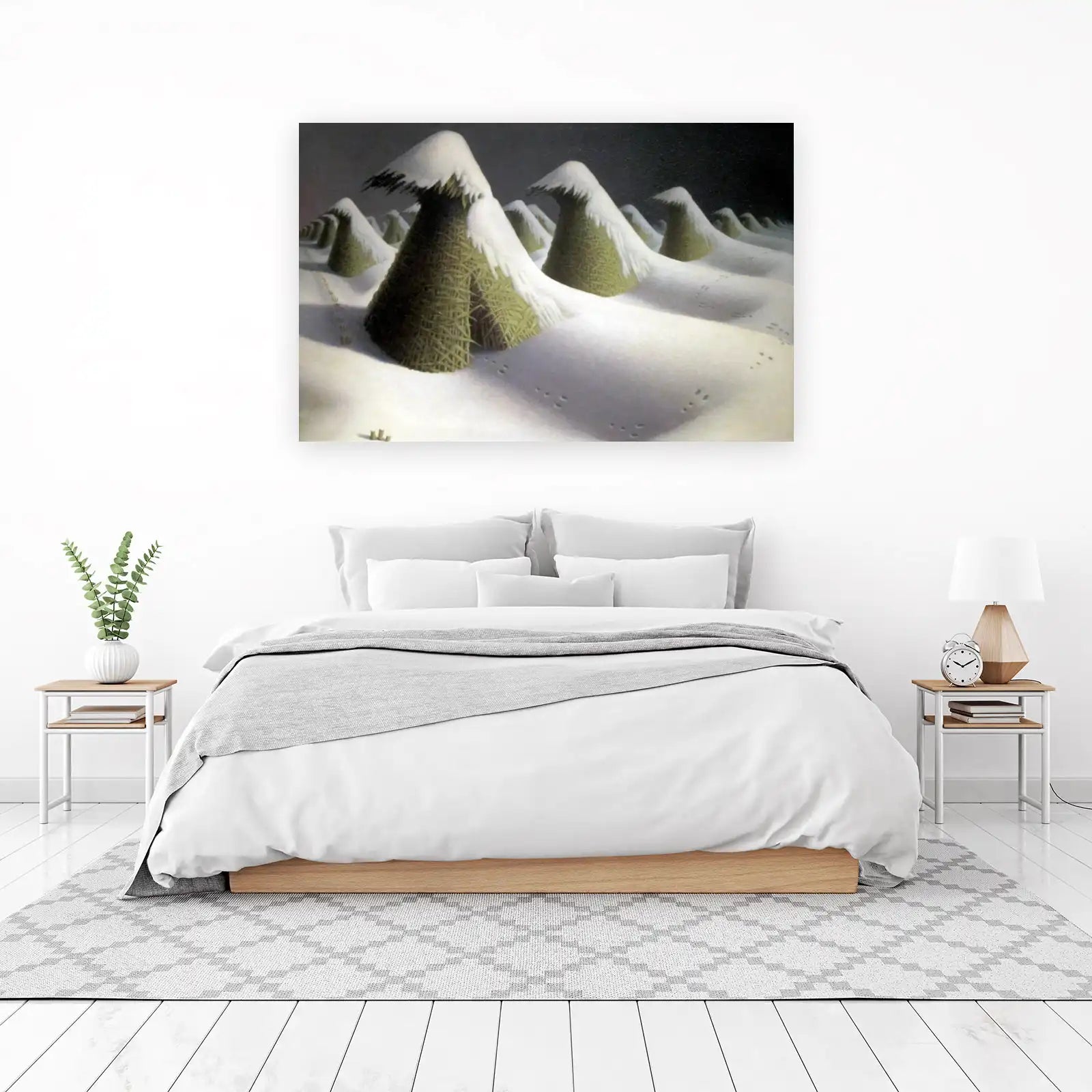 Winter Haystacks Landscape Wall Art