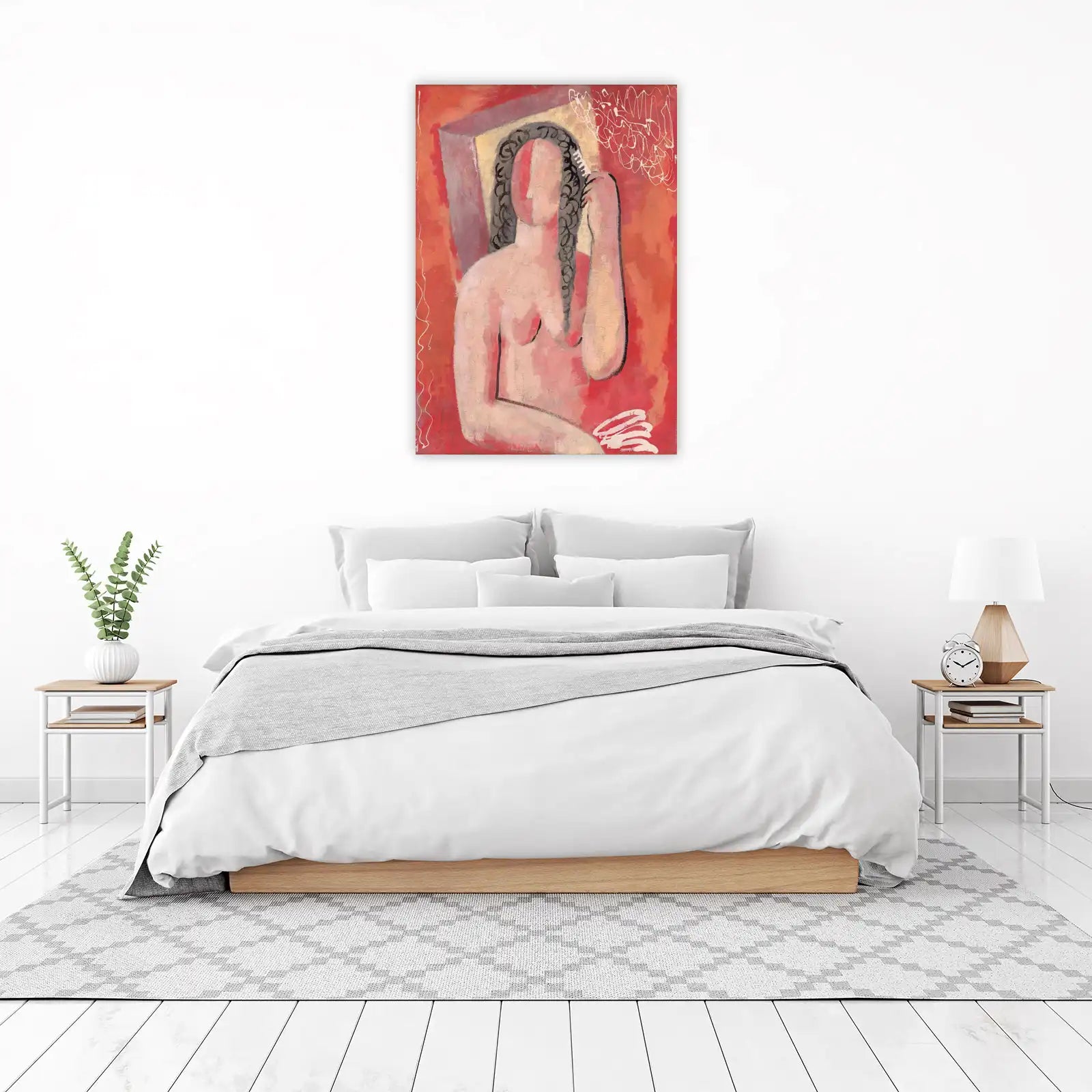 Abstract Woman Combing Hair Wall Art