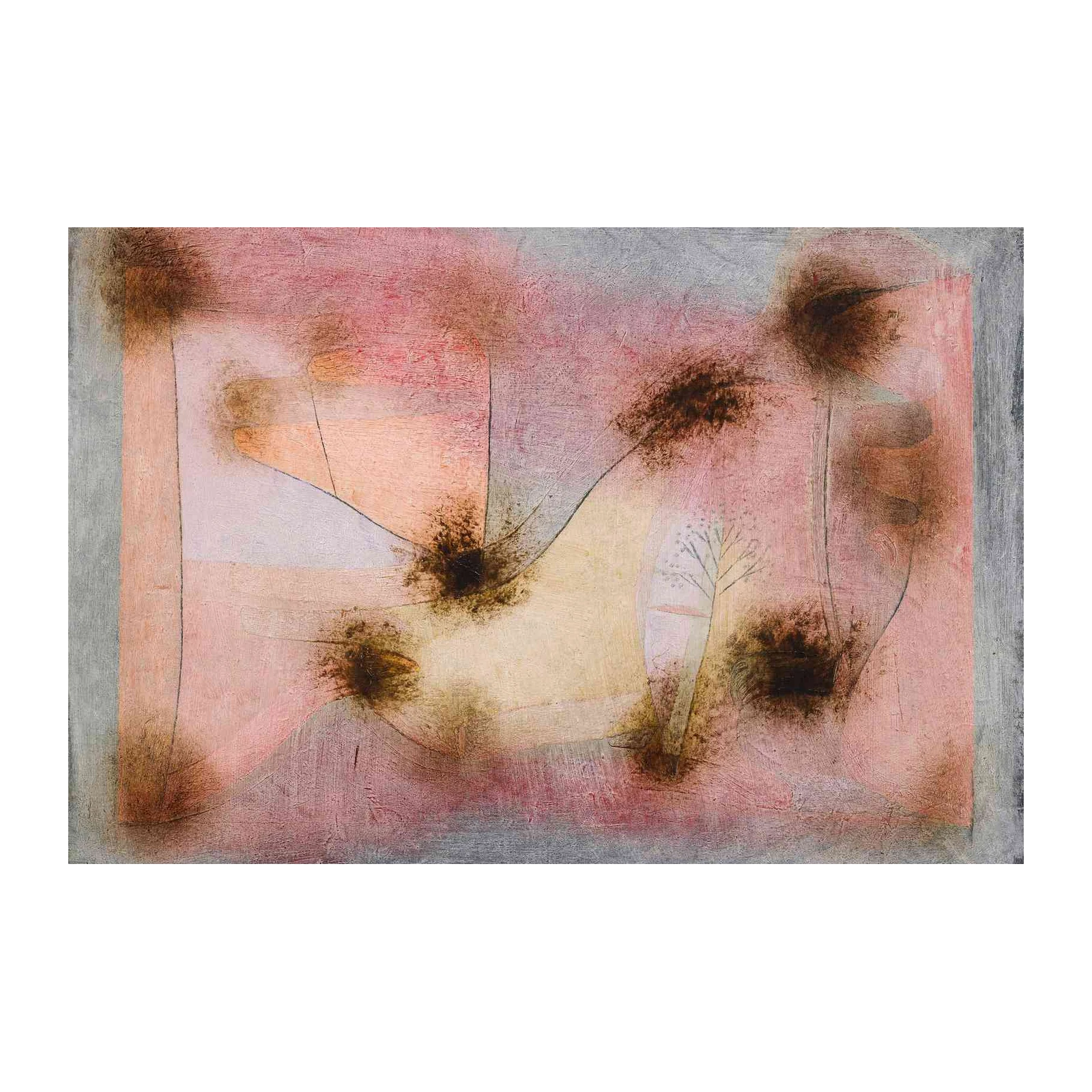 Abstract Landscape Wall Art - Pink & Grey Art