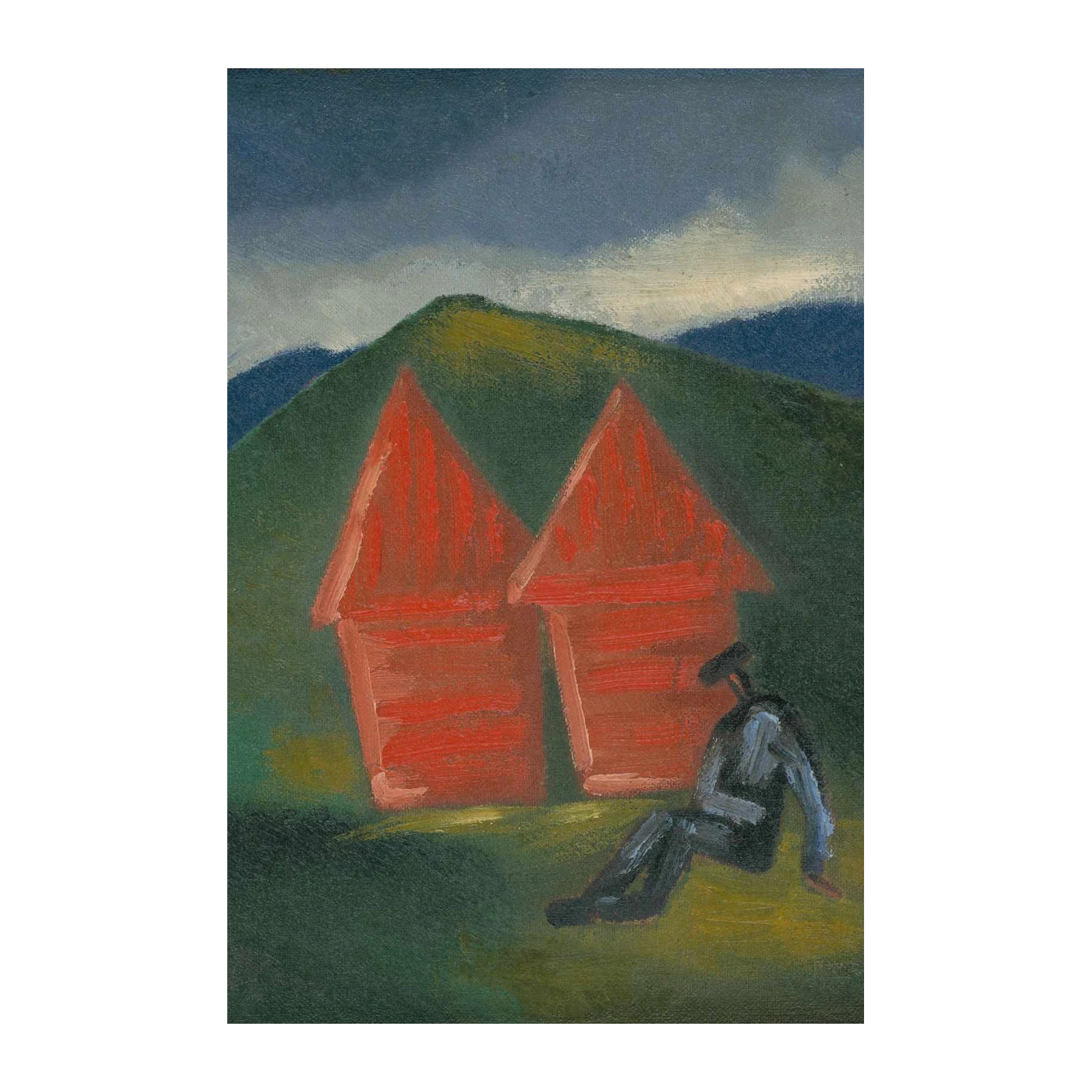 Red Huts & Solitary Figure Wall Art