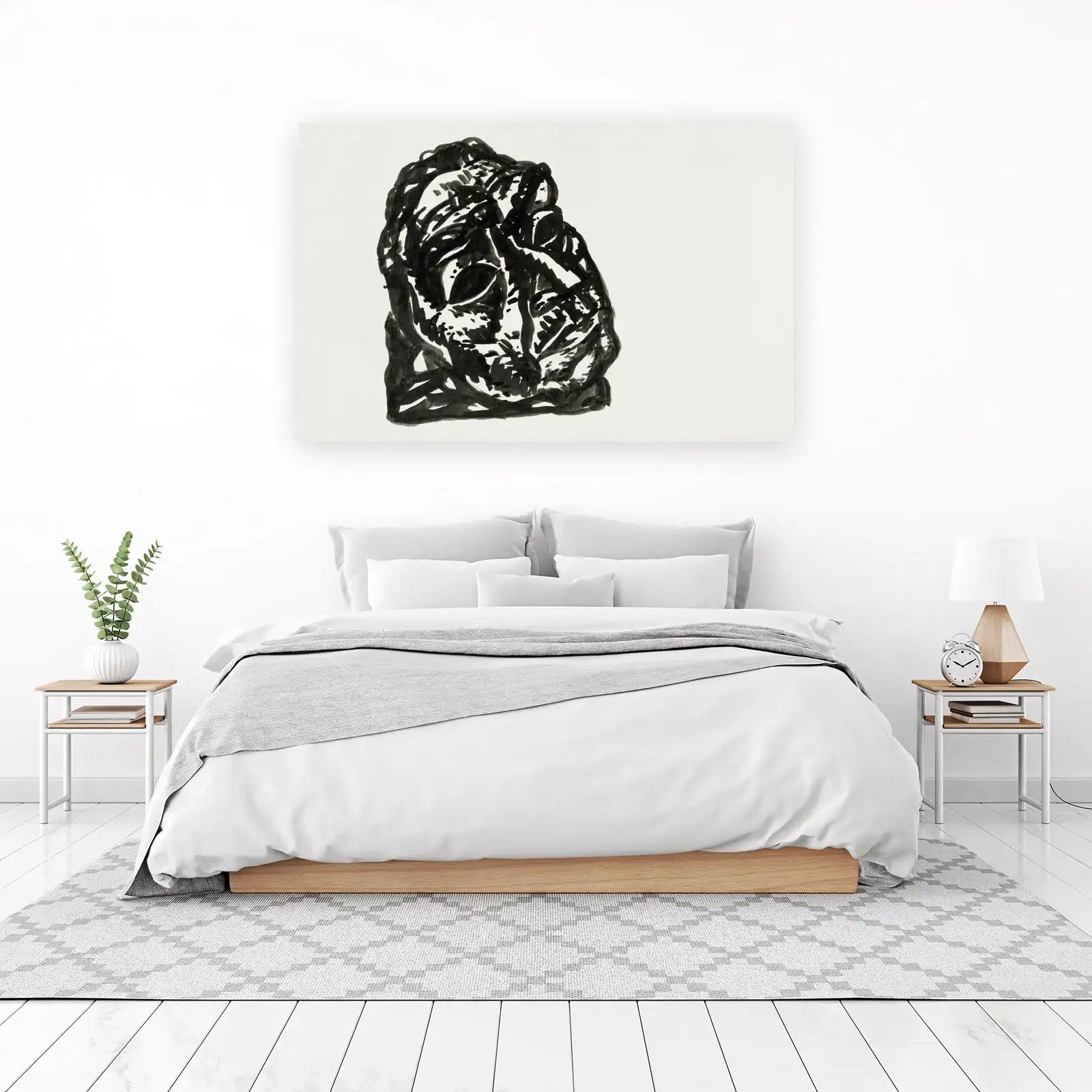 Abstract Tiger Face Bold Ink Wall Art