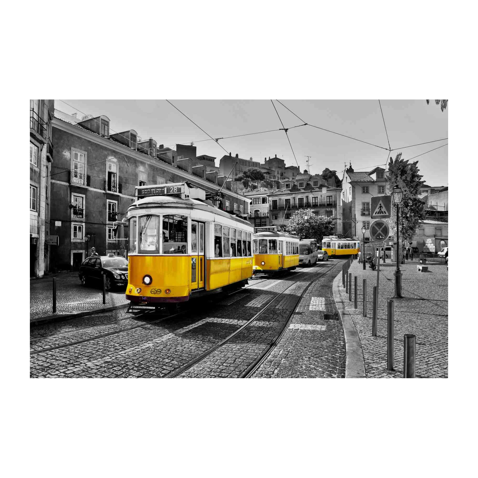 Iconic Yellow Trams of Lisbon Wall Art