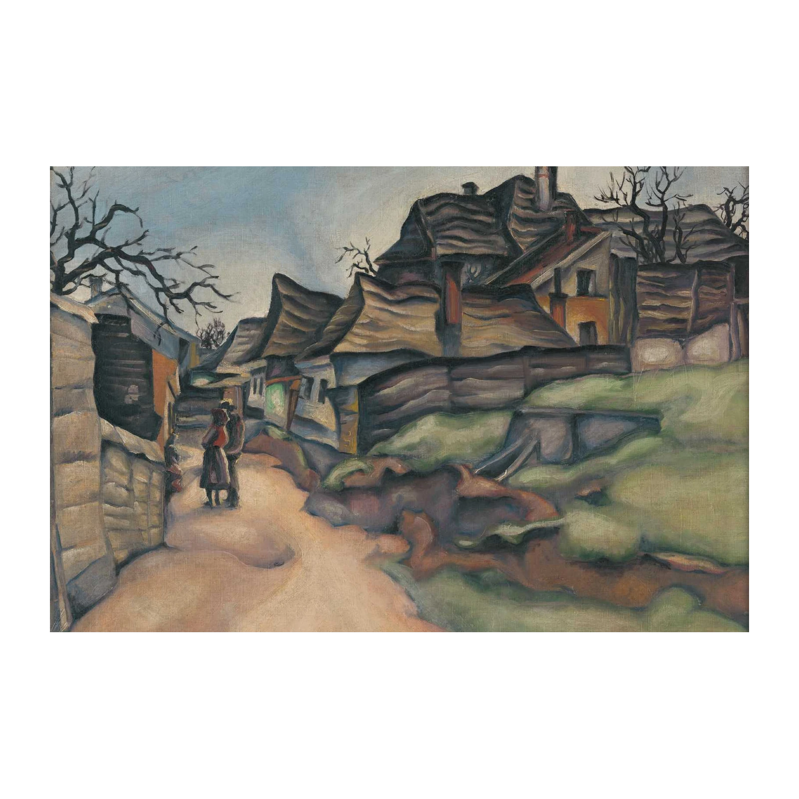 Vintage Village Scene Wall Art