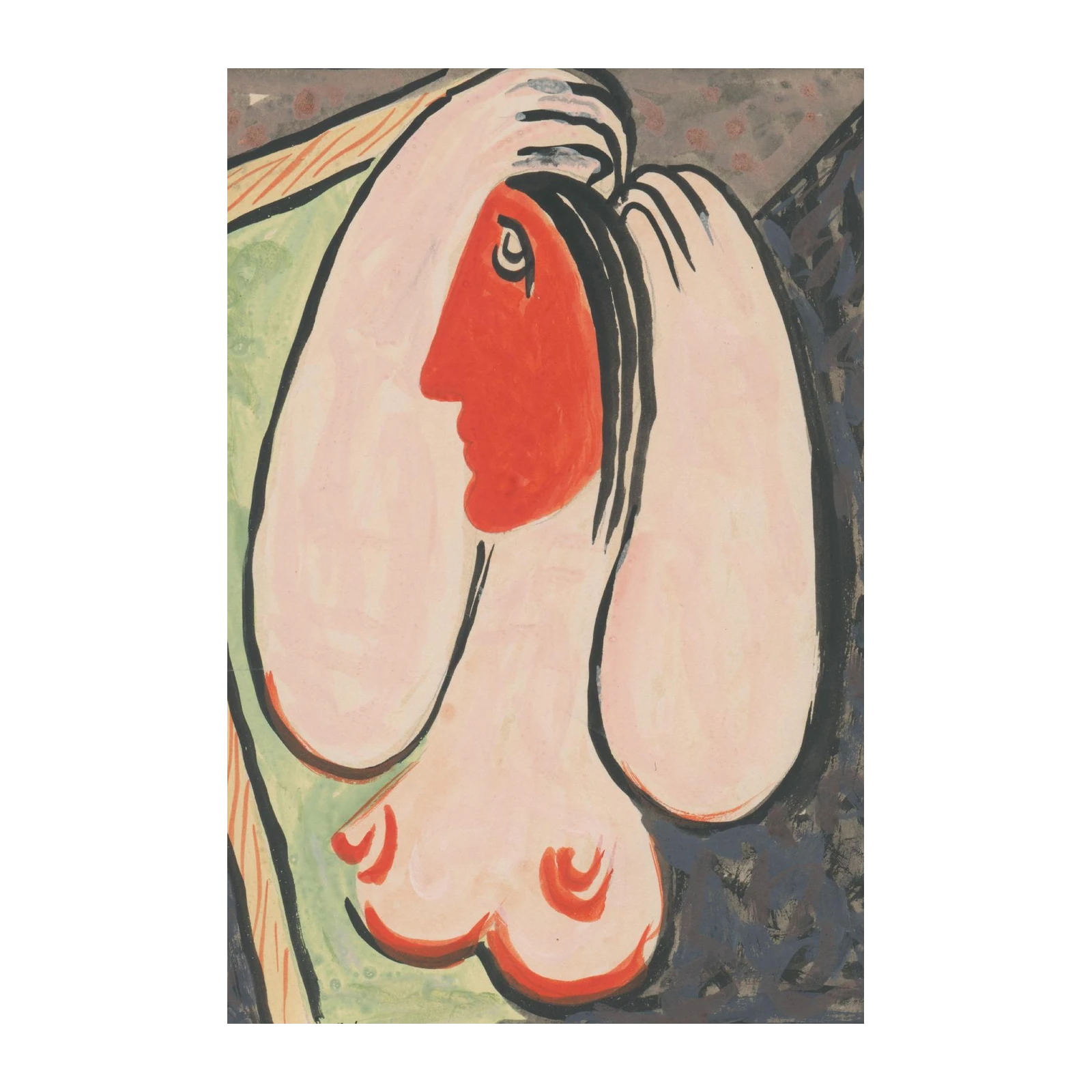 Bold Red Face & Soft Forms Wall Art