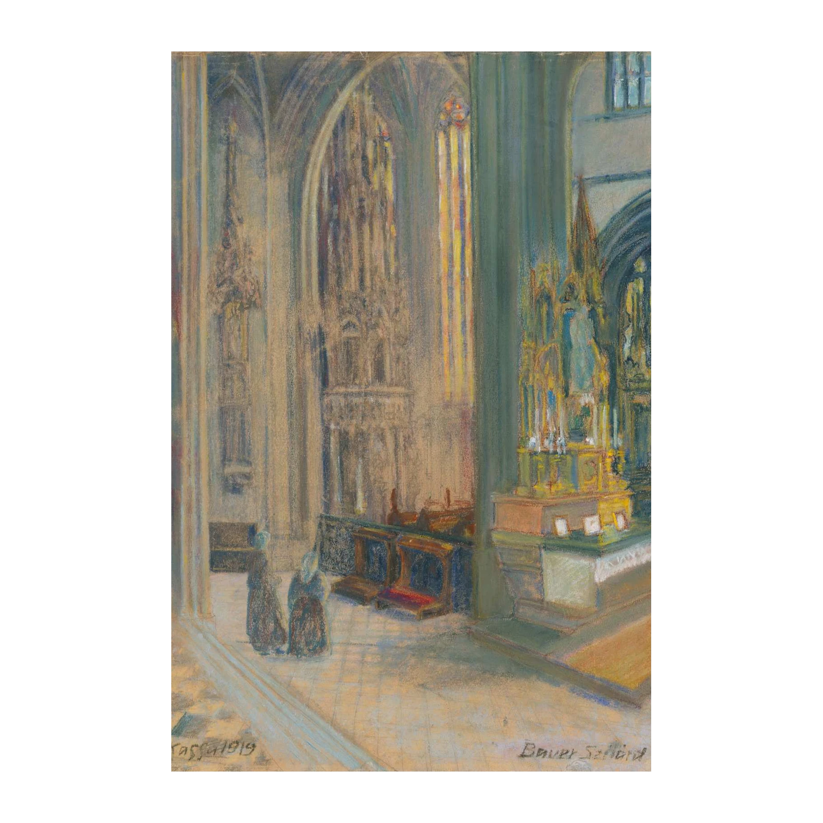 Serene Cathedral Interior 1919 Wall Art