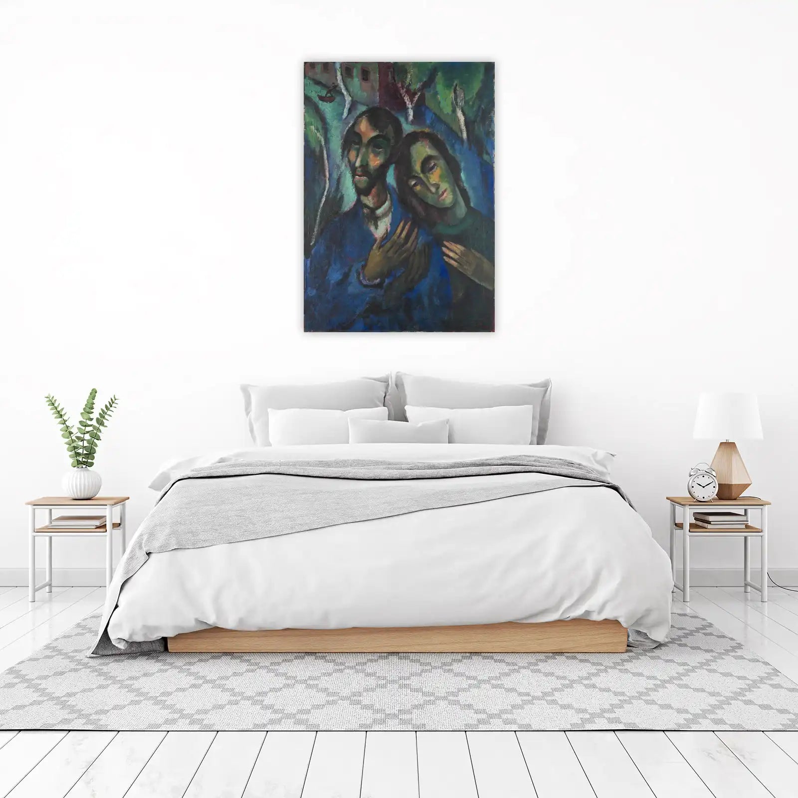 Emotional Embrace Couple Expressionist Wall Art
