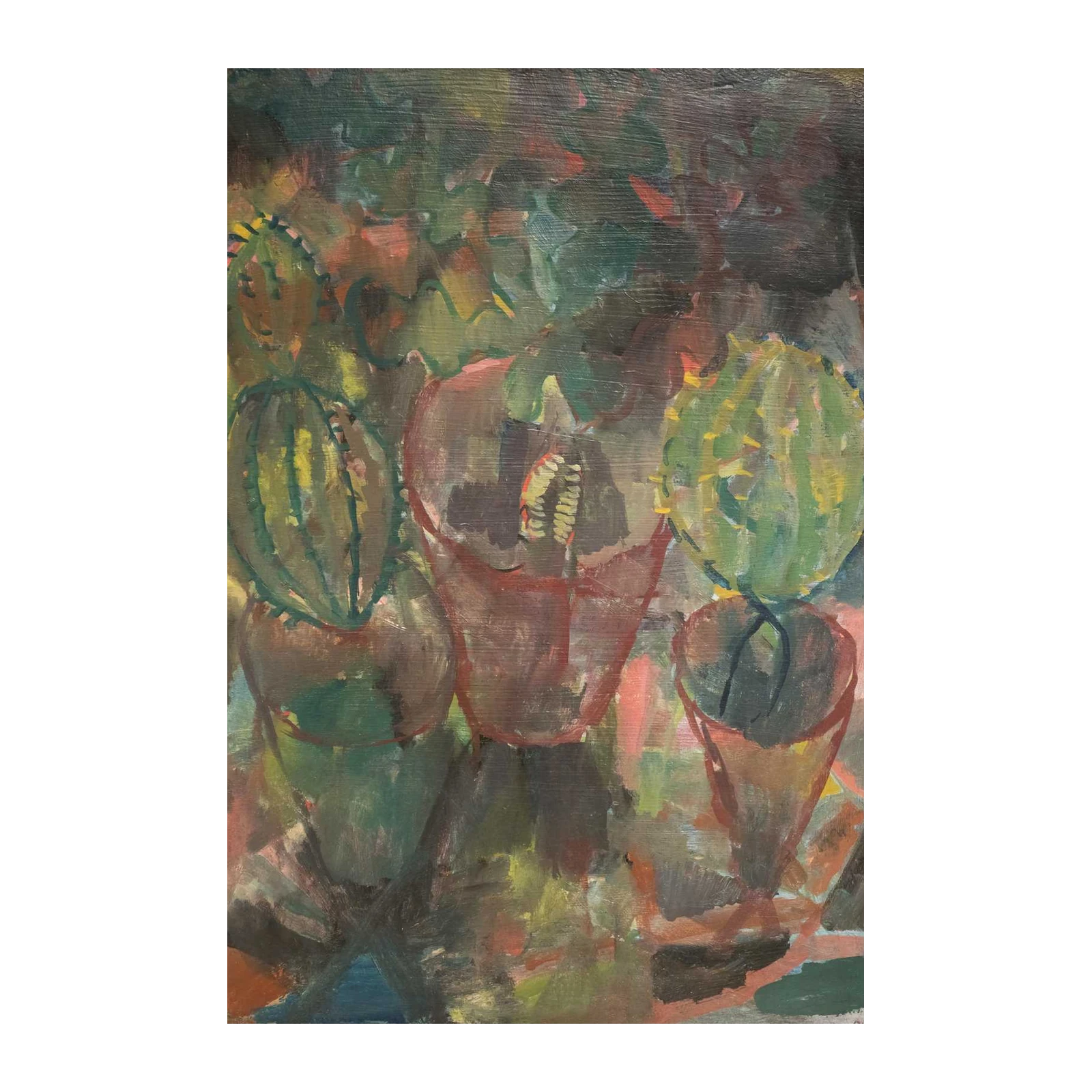 Earthy Cactus Still Life Wall Art