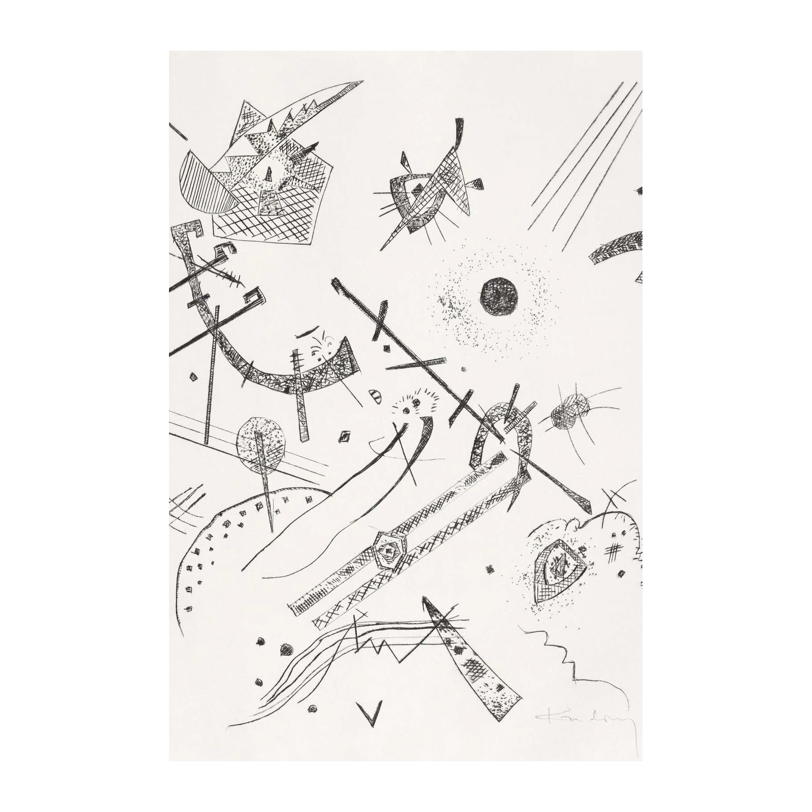 Abstract Composition Black and White Wall Art
