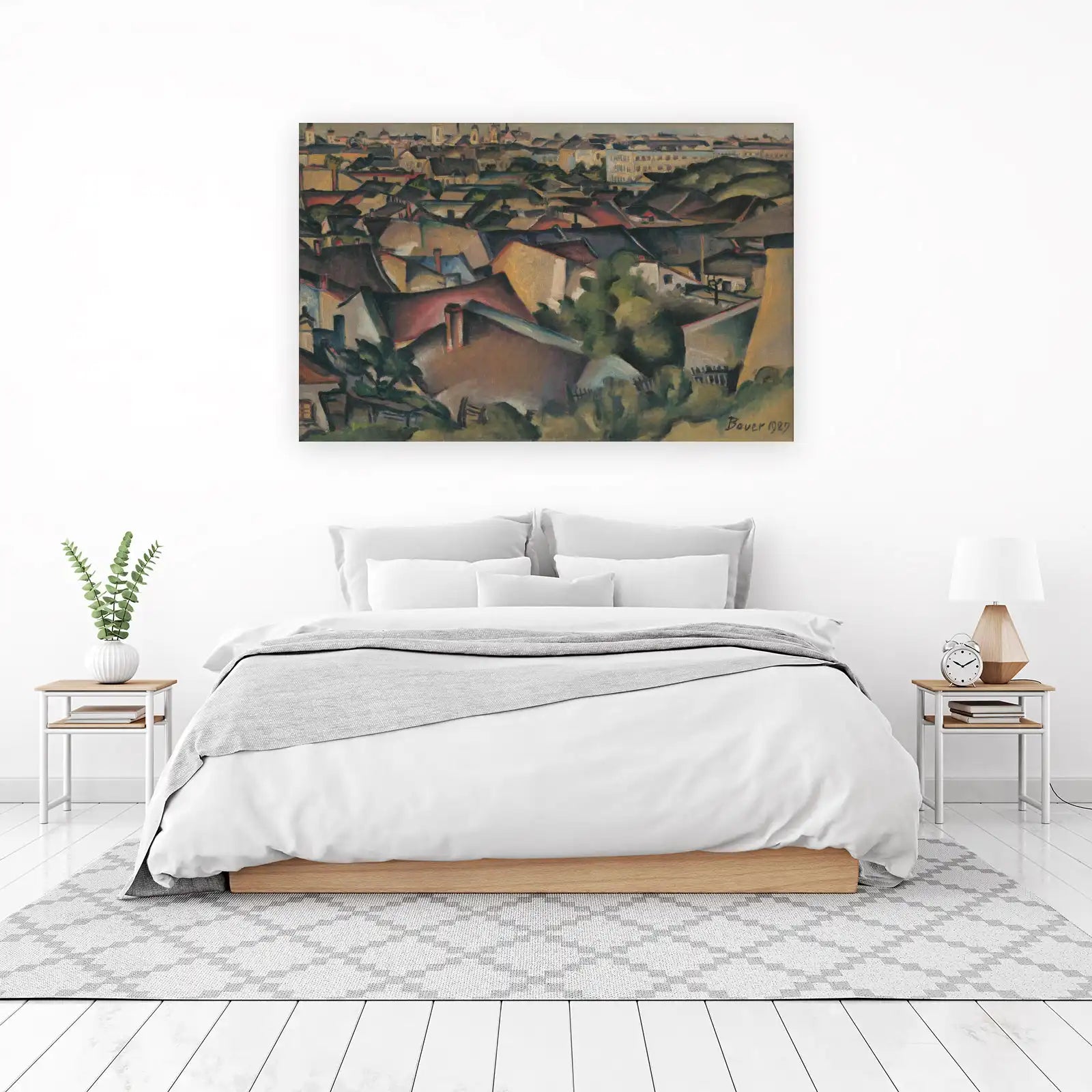 Cubist Cityscape Rooftops Wall Art